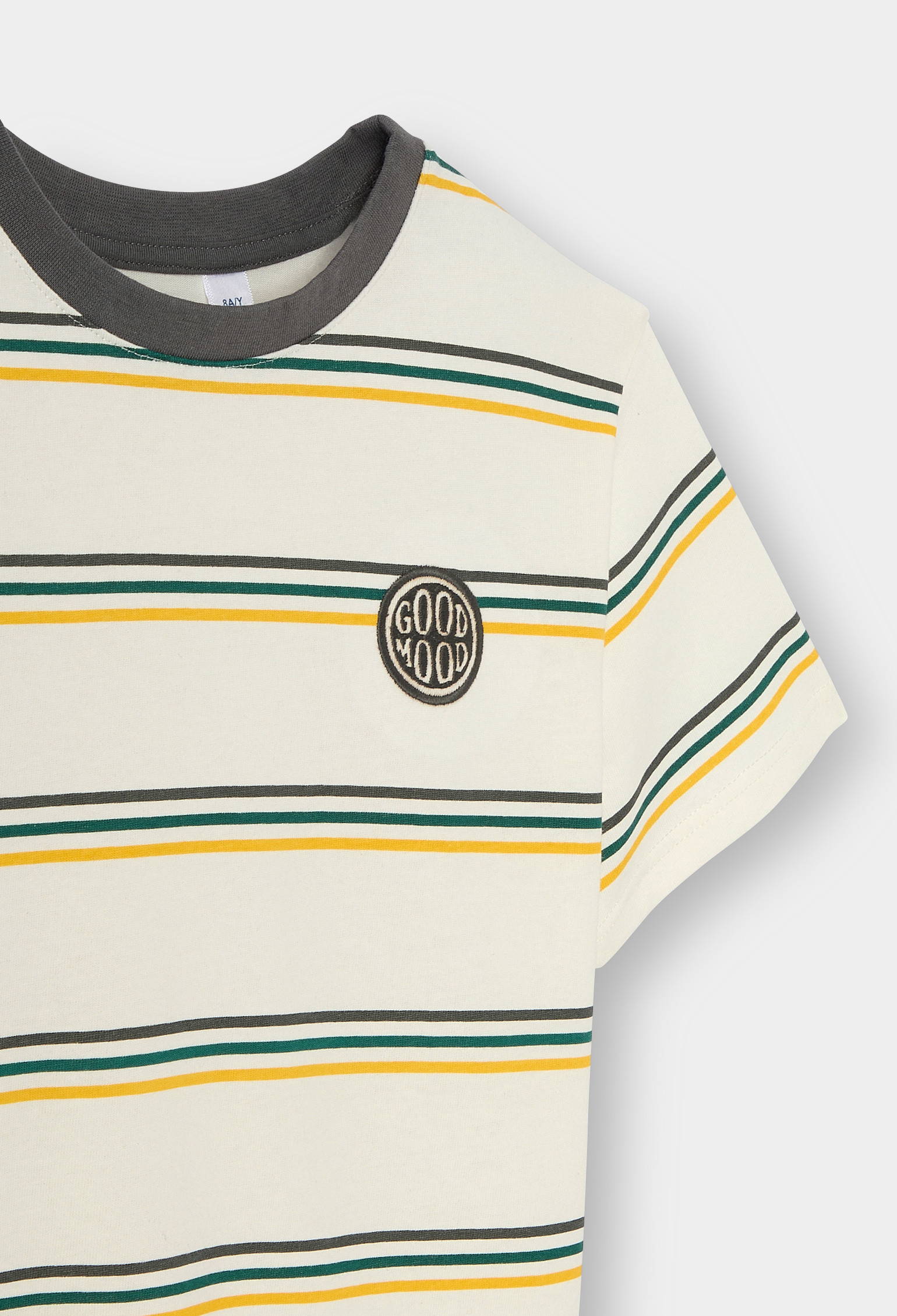 T-shirt rayé blanc garçon - Rayures vert