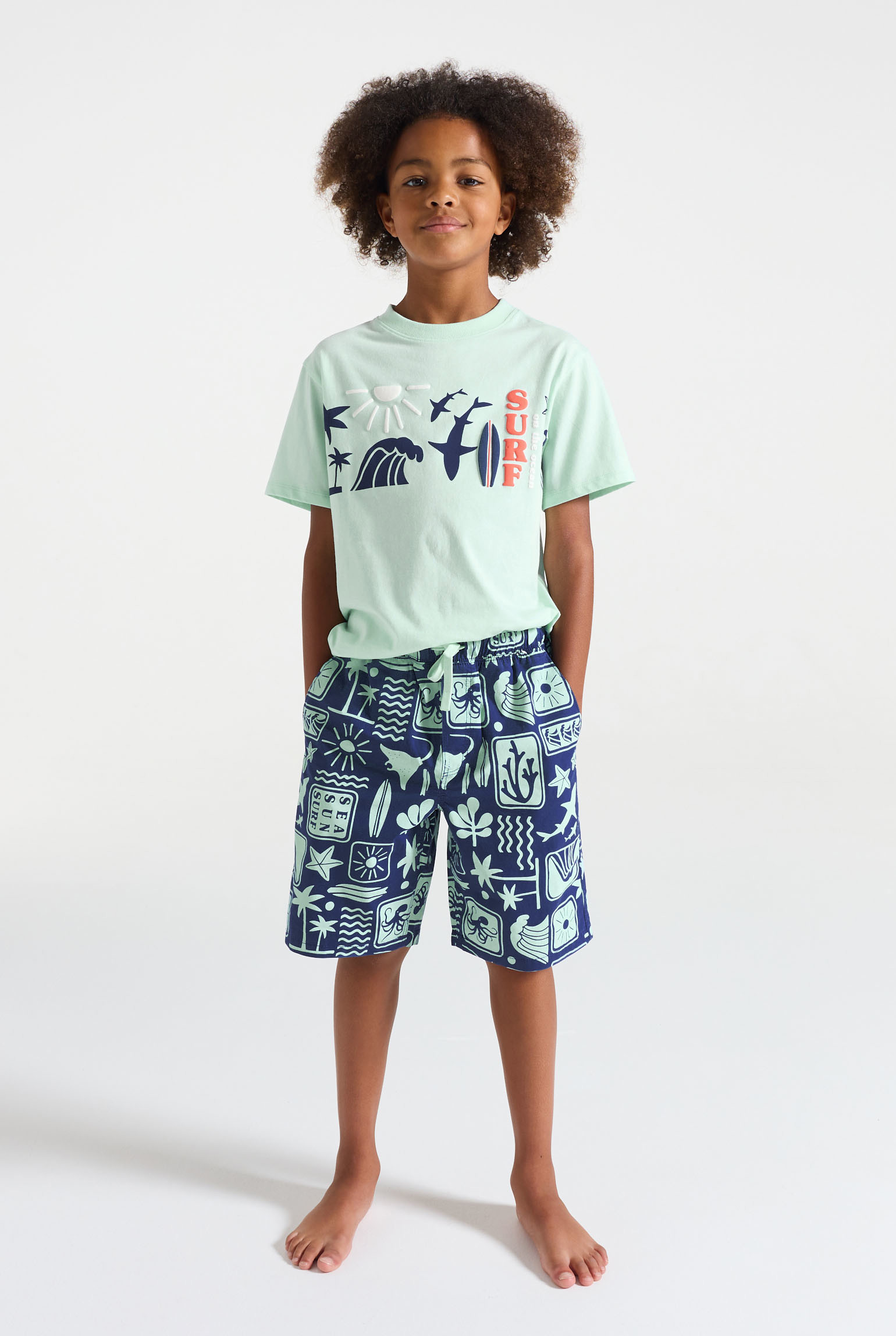 Bermuda bleu garçon - Vert aqua