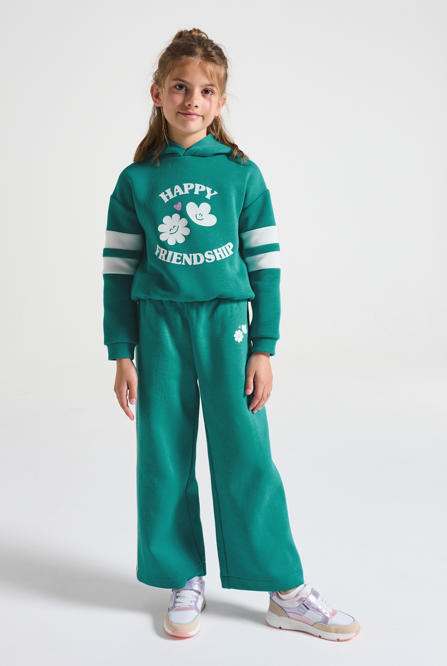 Sweat à capuche vert fille - Vert Emeraude