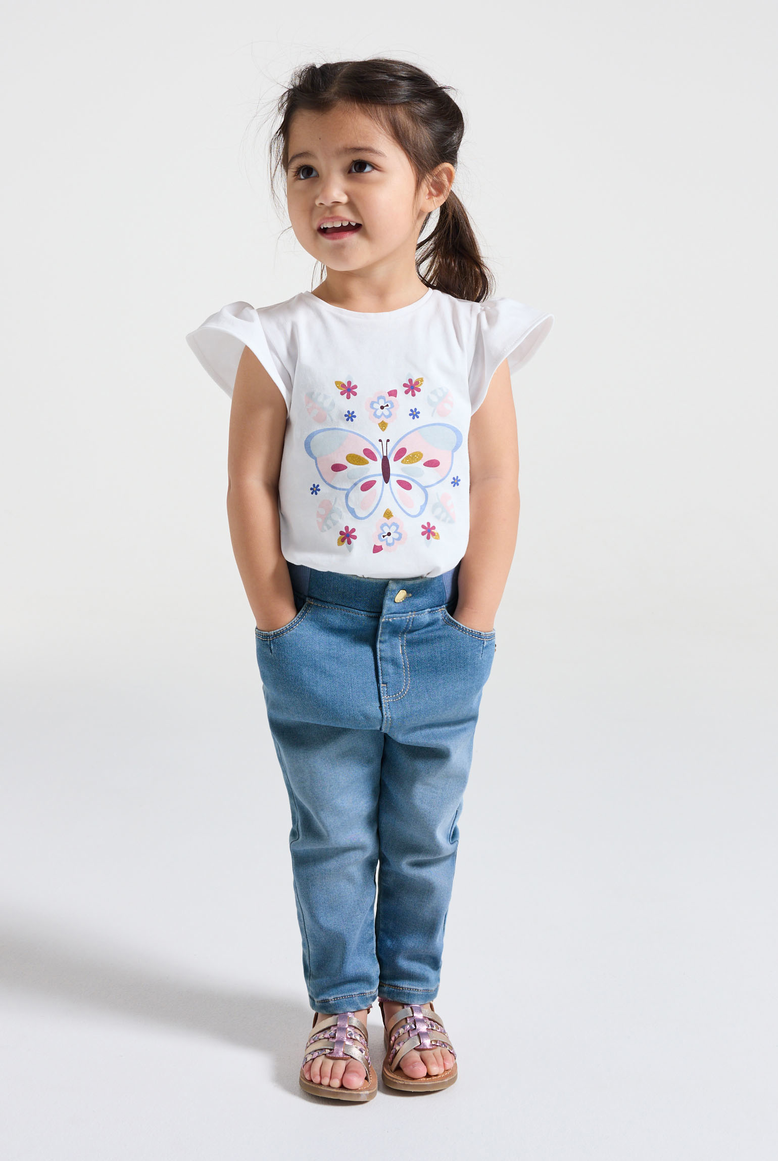 Jegging stretch bleu clair denim bébé fille - double stone