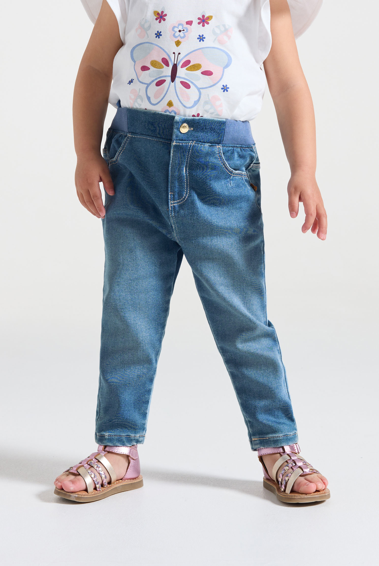 Jegging stretch bleu clair denim bébé fille - double stone