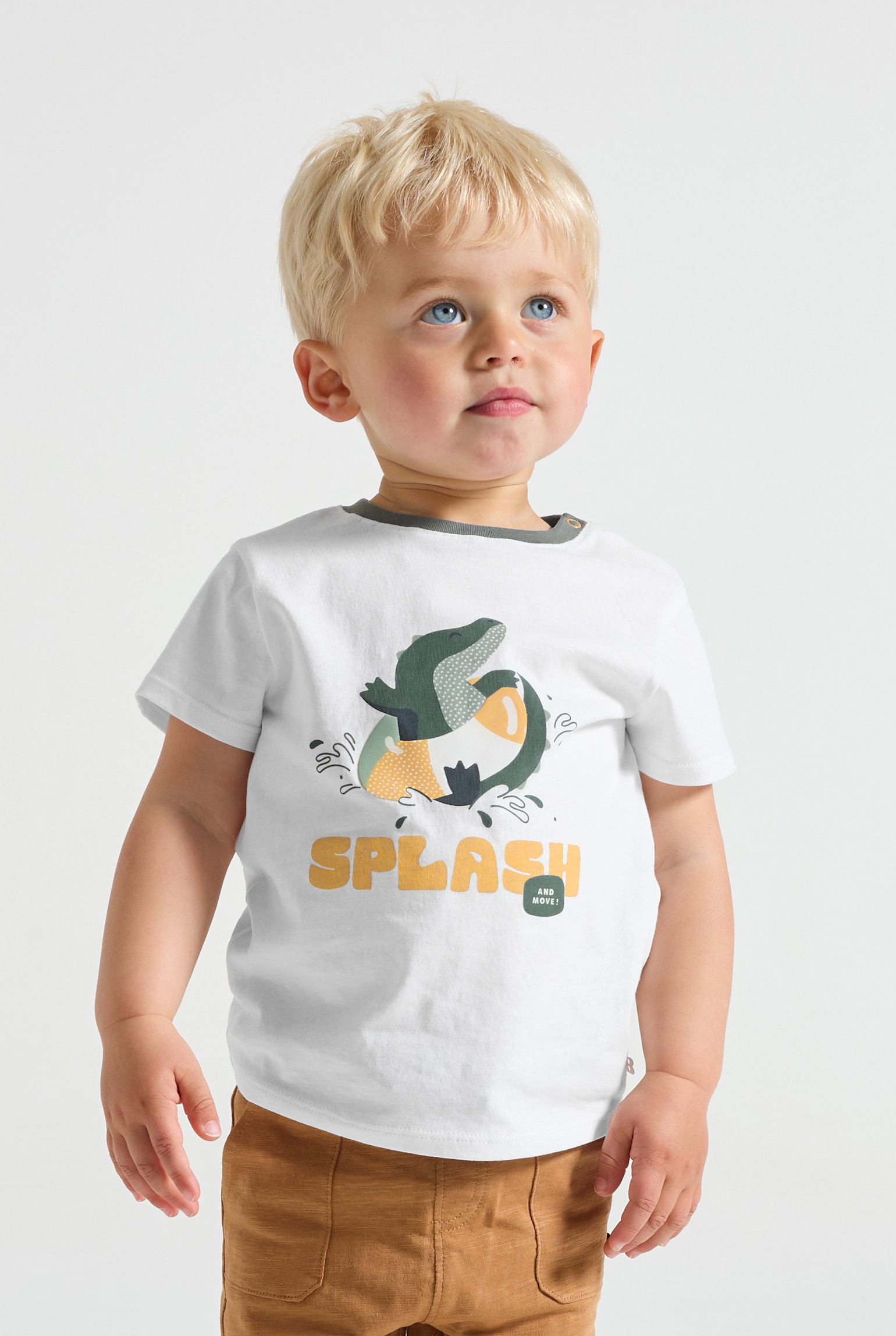 T-shirt vert motif baleine bébé garçon - Blanc