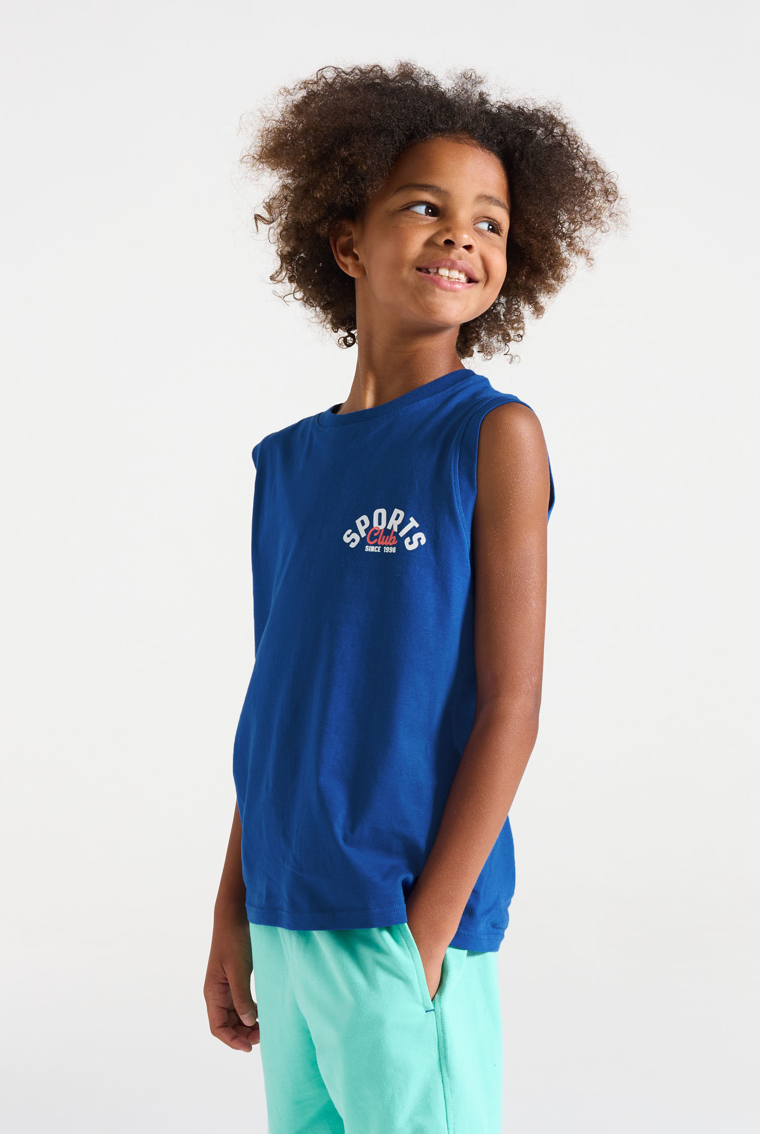Débardeur bleu à motif garçon - Bleuet
