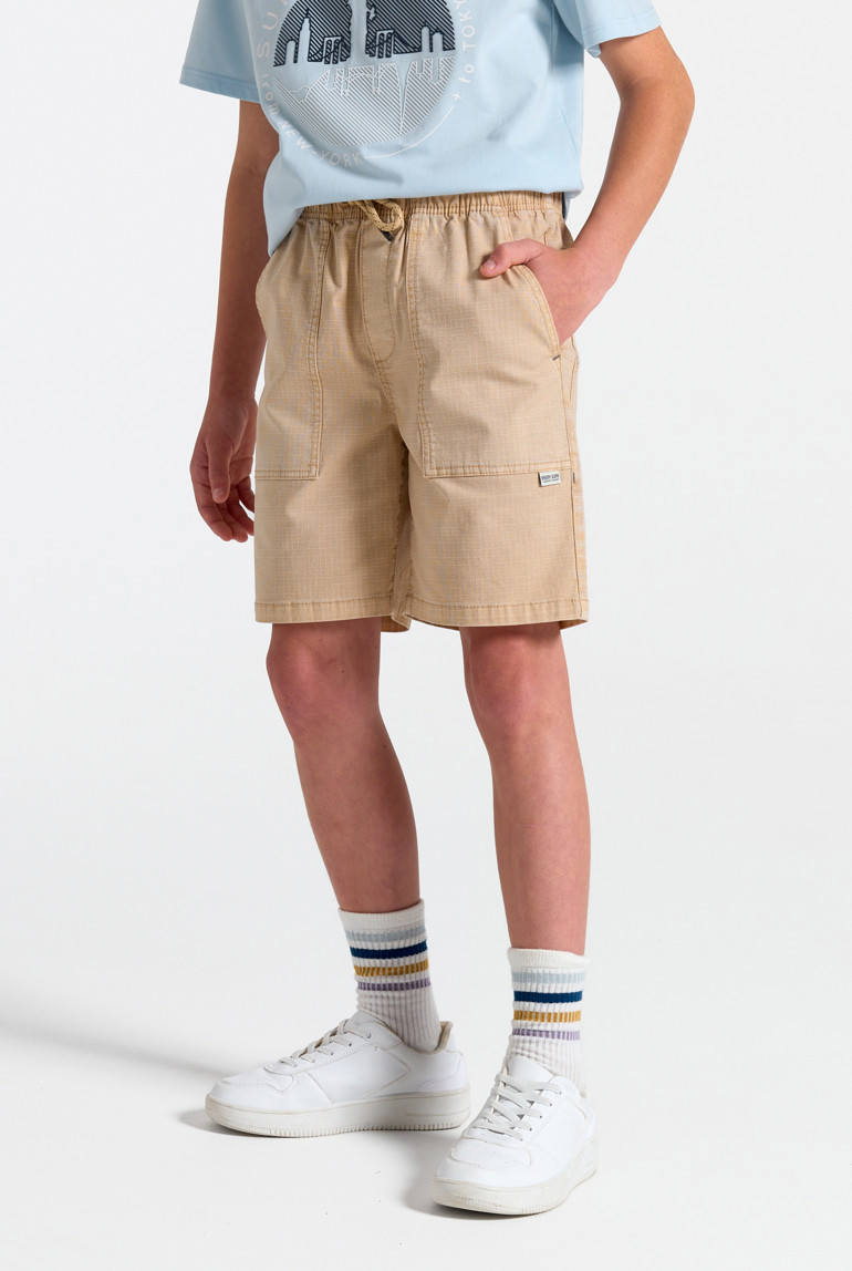 Bermuda cargo rouge corail garçon - Beige Lin