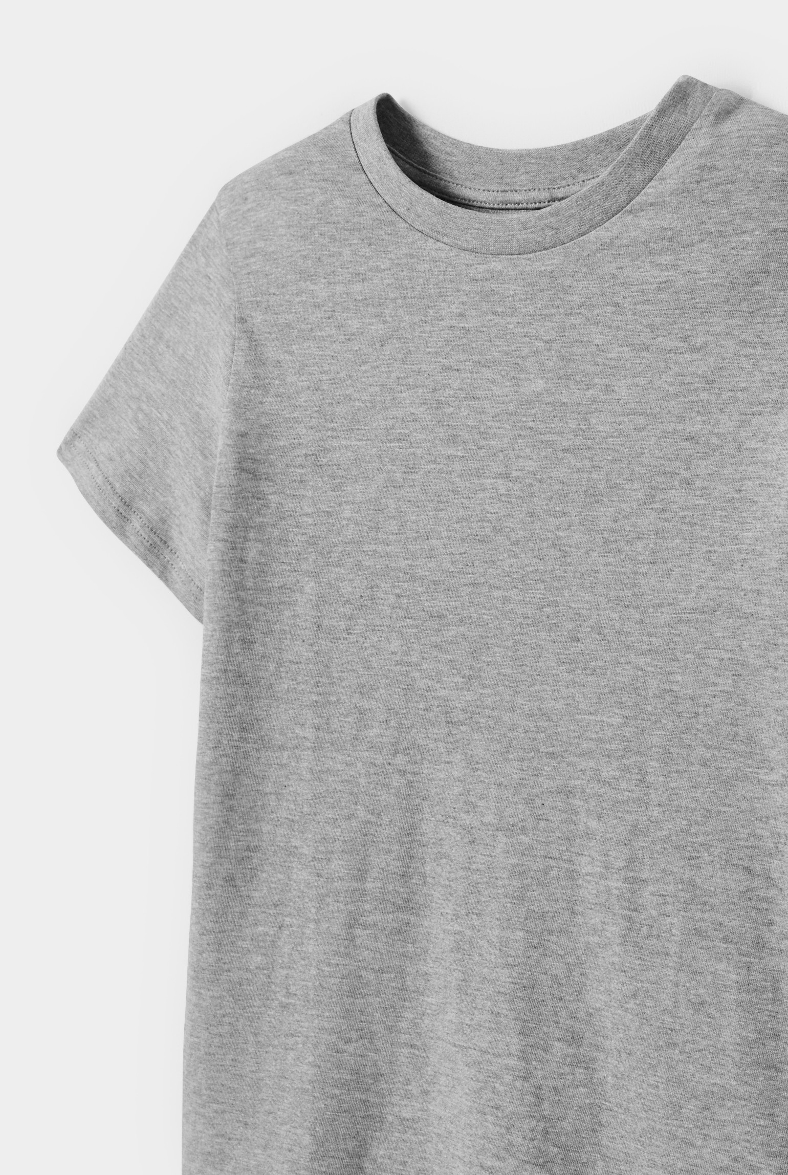 T-shirt basique manches courtes blanc garçon - Gris chiné très clair