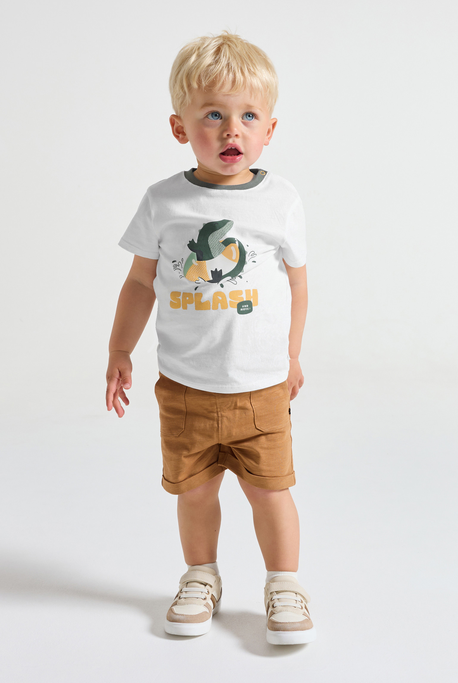 T-shirt vert motif baleine bébé garçon - Blanc