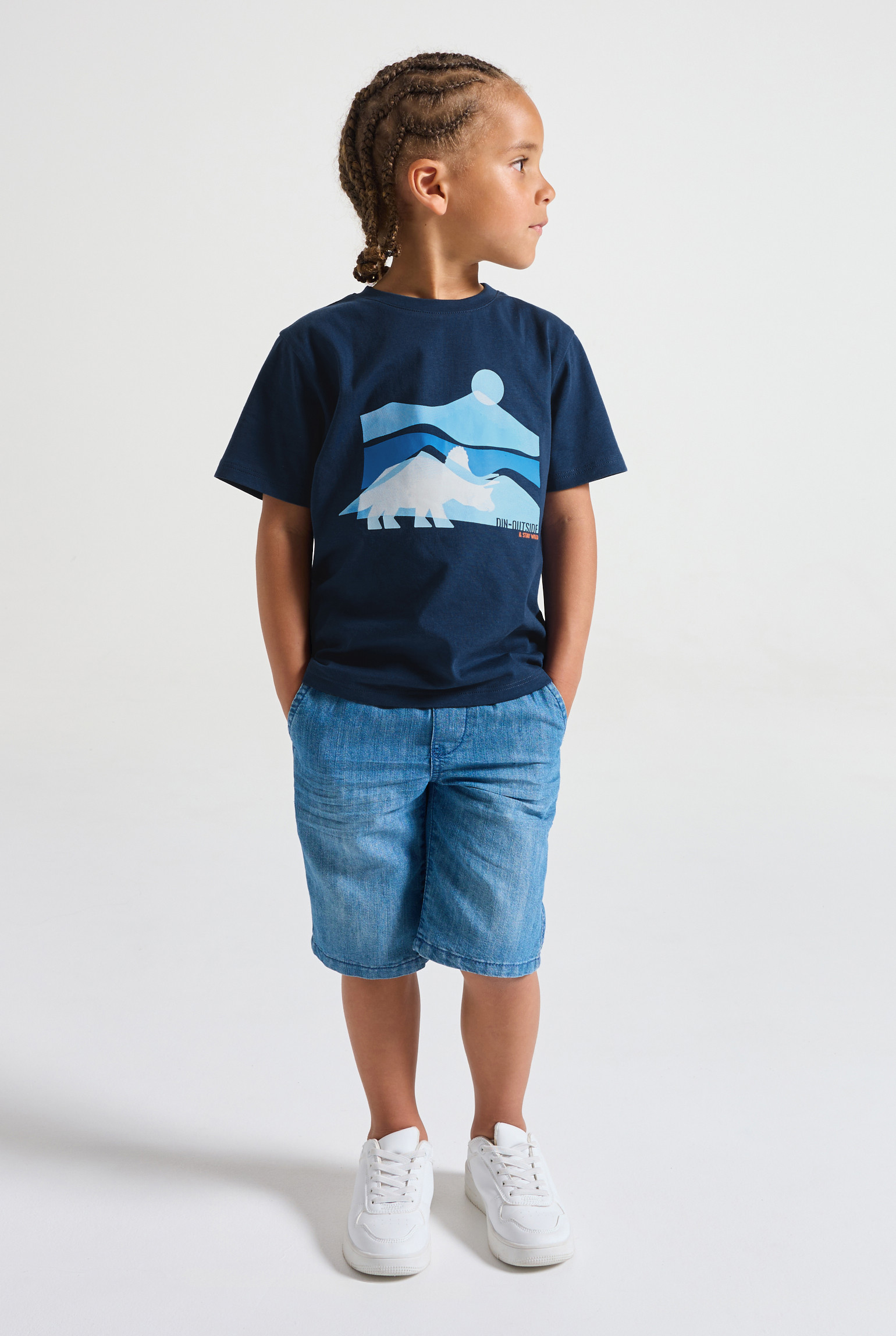 T-shirt motif dinosaure bleu garçon - Bleu Agate