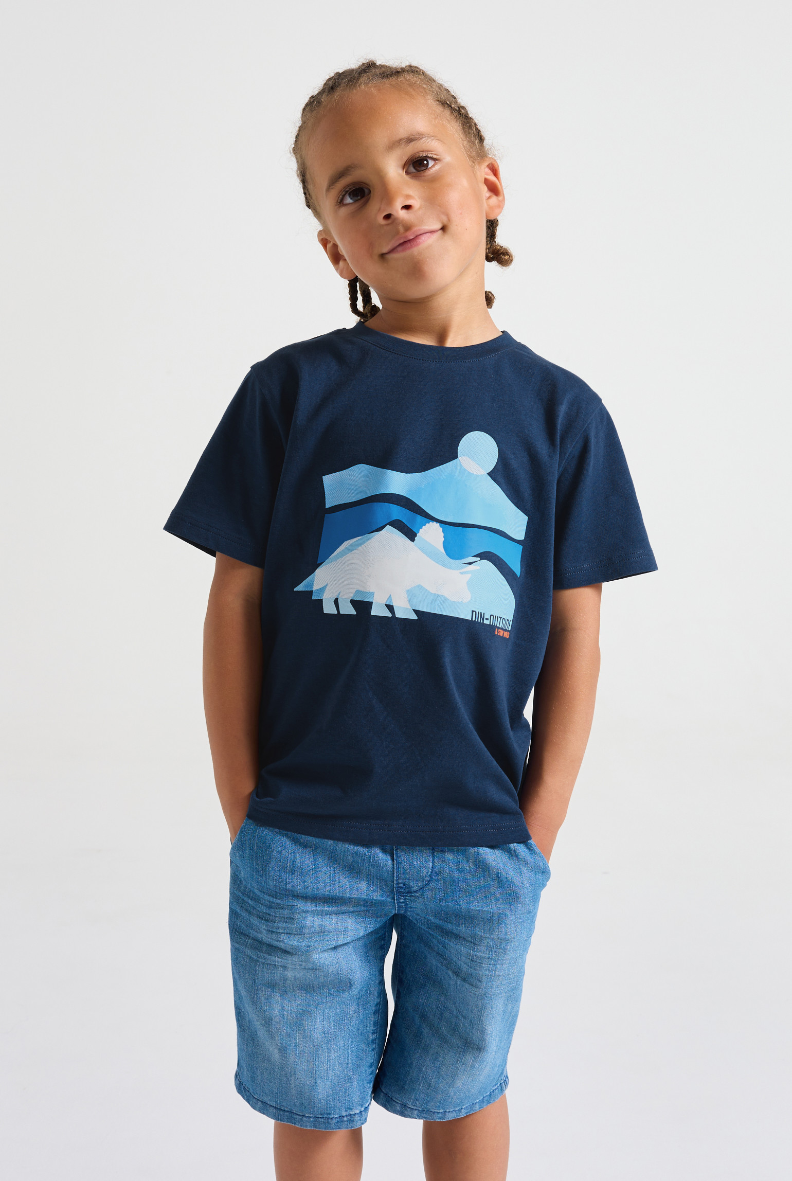 T-shirt motif dinosaure bleu garçon - Bleu Agate