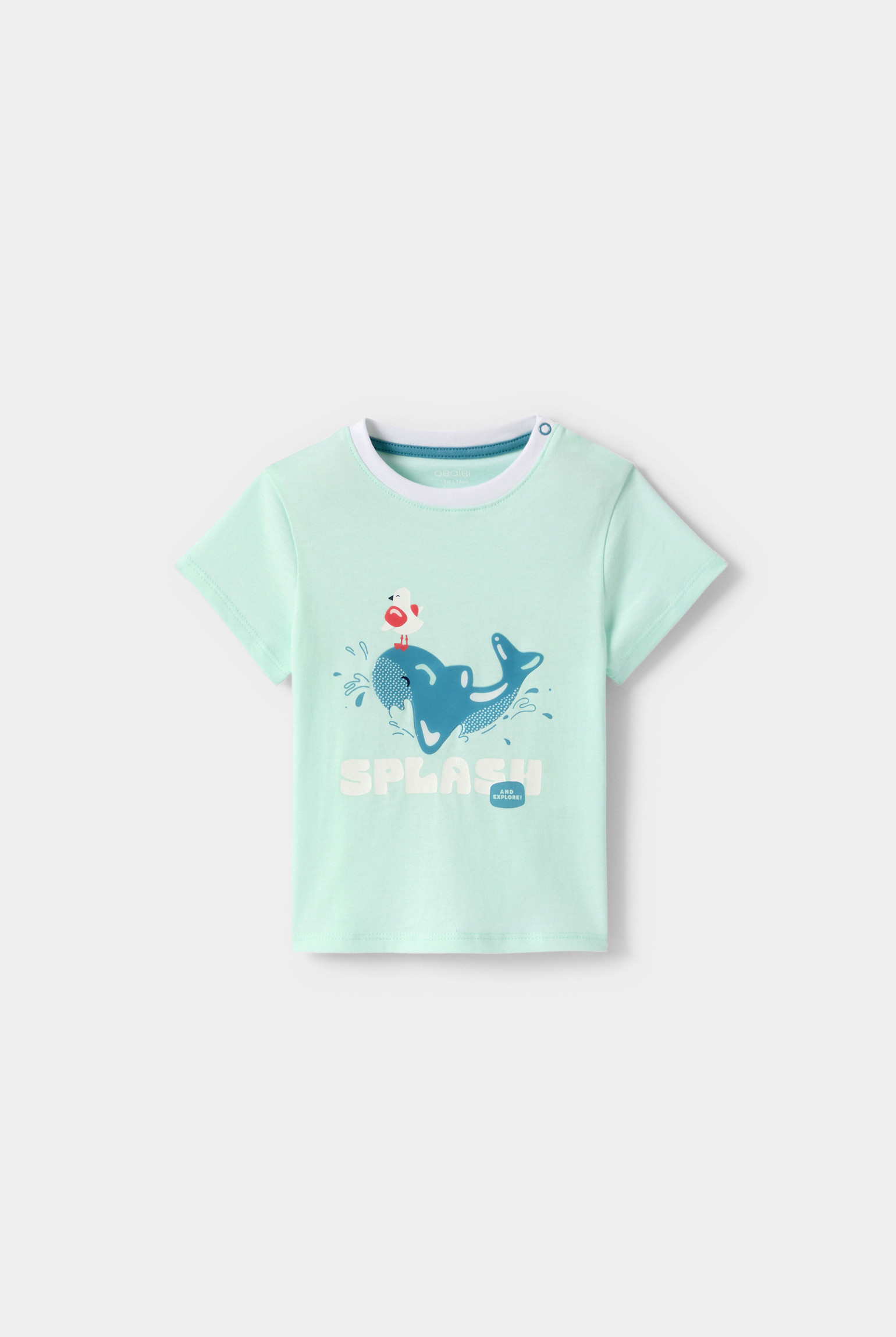 T-shirt vert motif baleine bébé garçon - Vert aqua