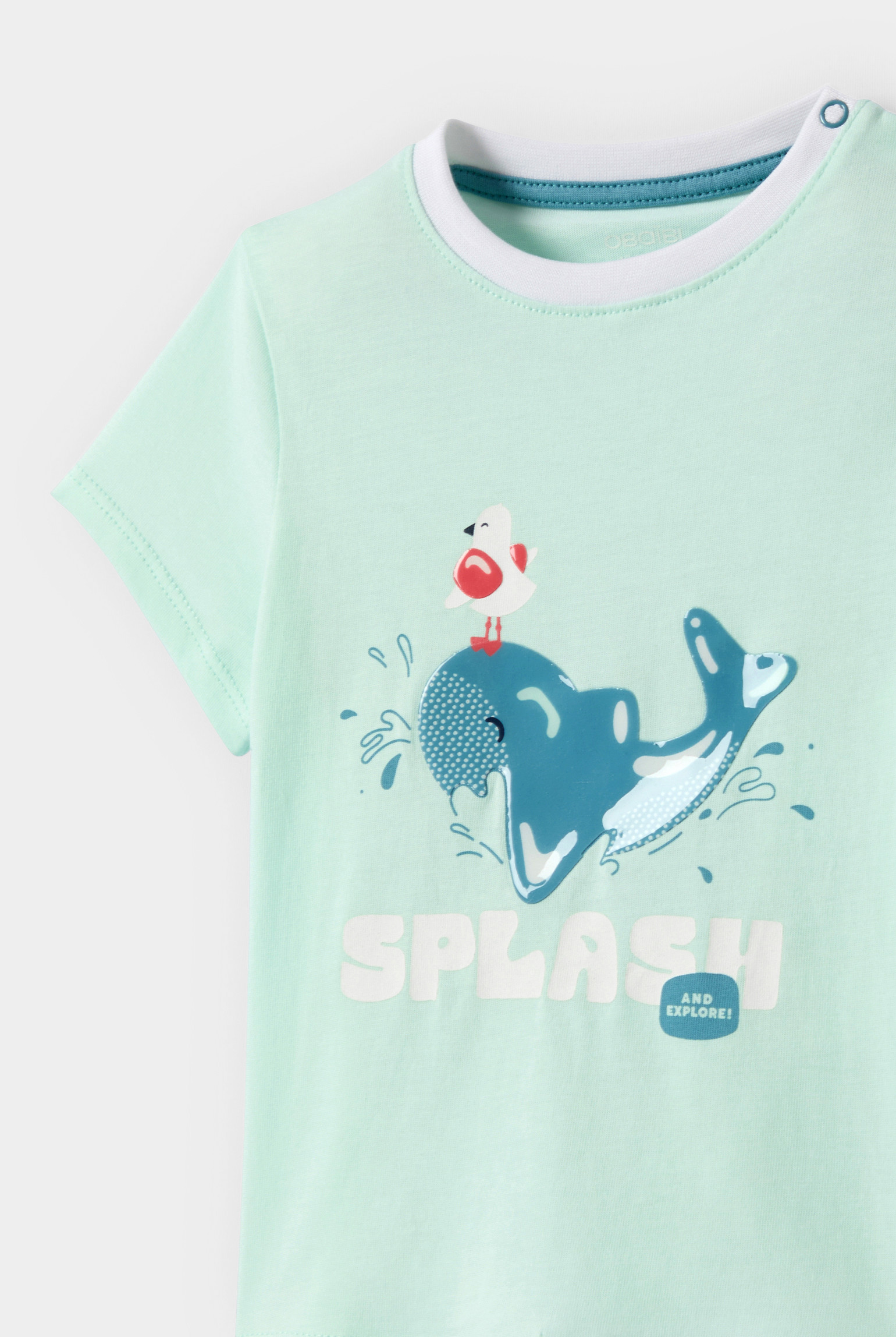 T-shirt vert motif baleine bébé garçon - Vert aqua