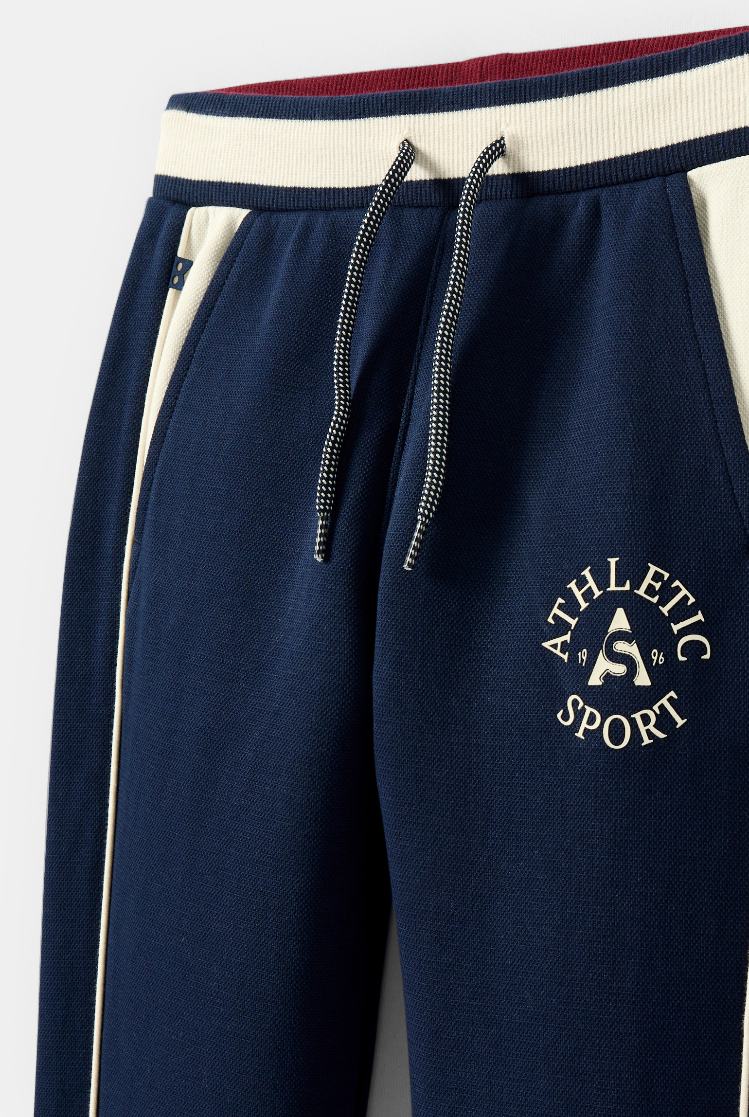Jogging maille fantaisie bordeaux garçon - Bleu navy