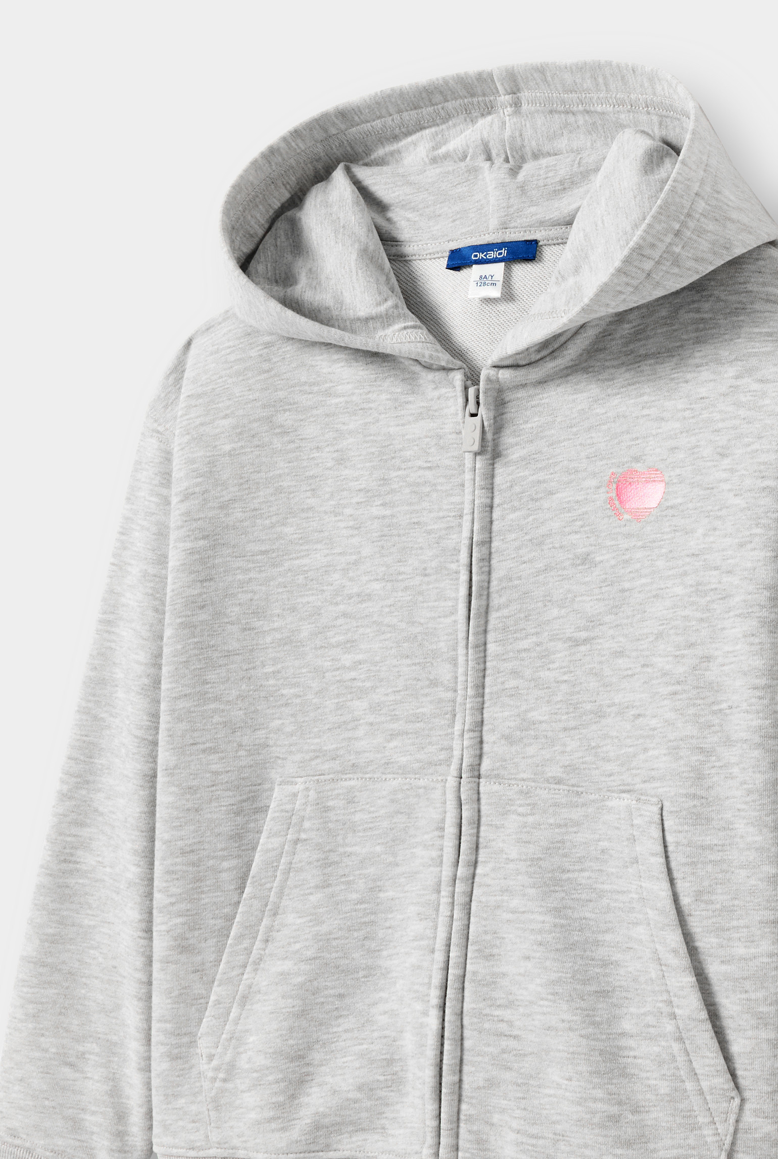 Sweat-shirt rose à capuche Fille - Gris Raton