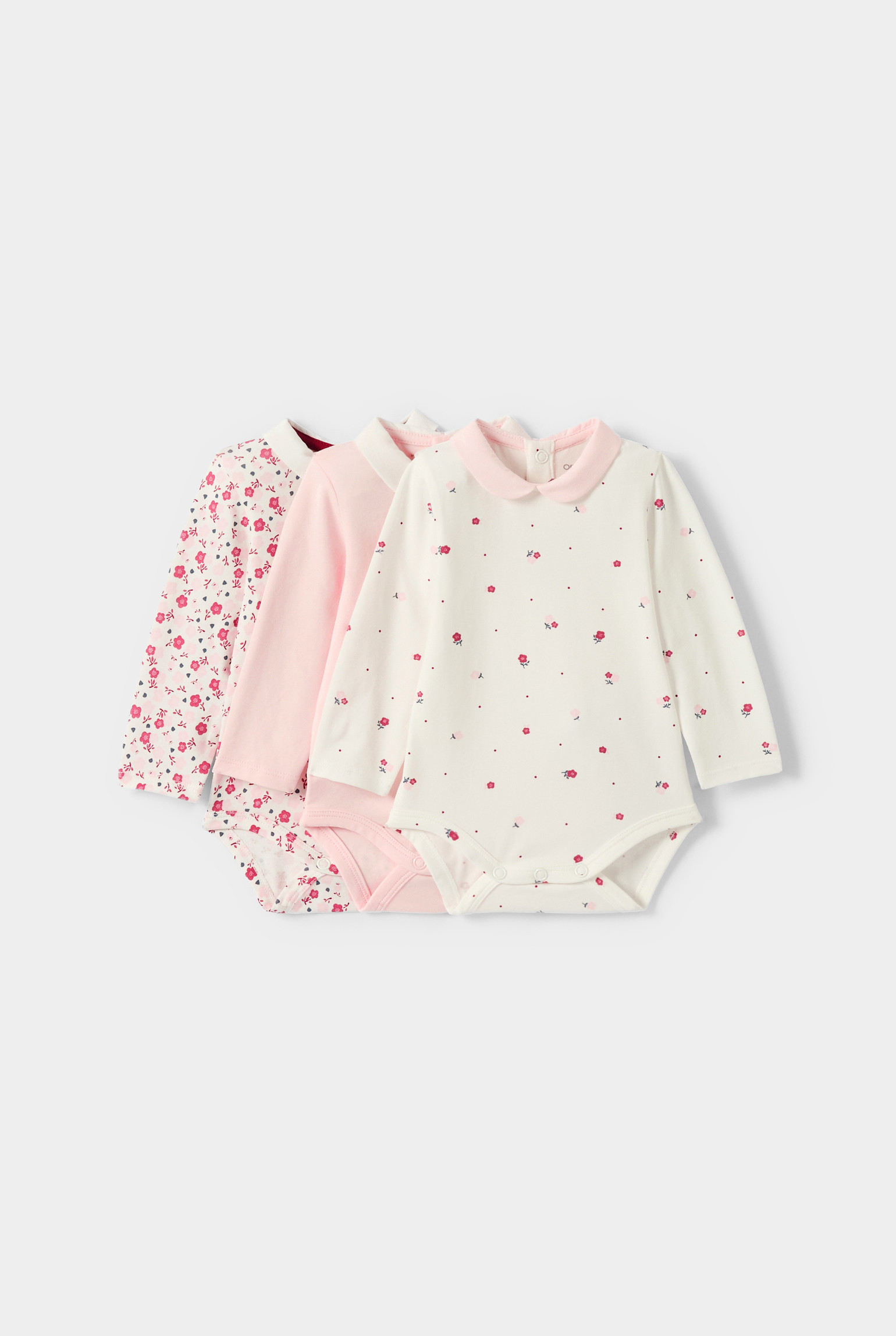 Body fleurs rose bébé fille (lot de 3) - rose