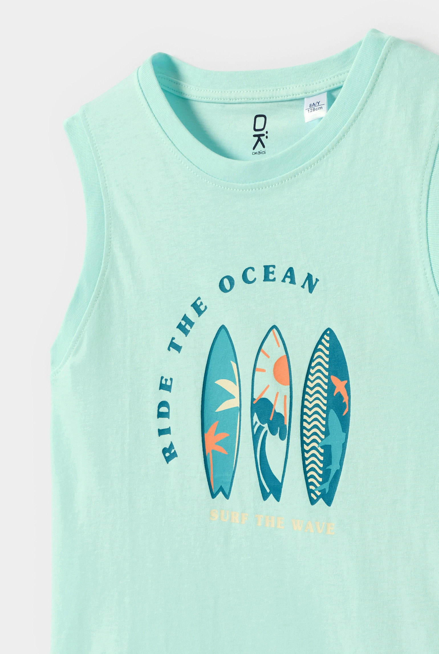 Débardeur surf vert garçon - Vert aqua