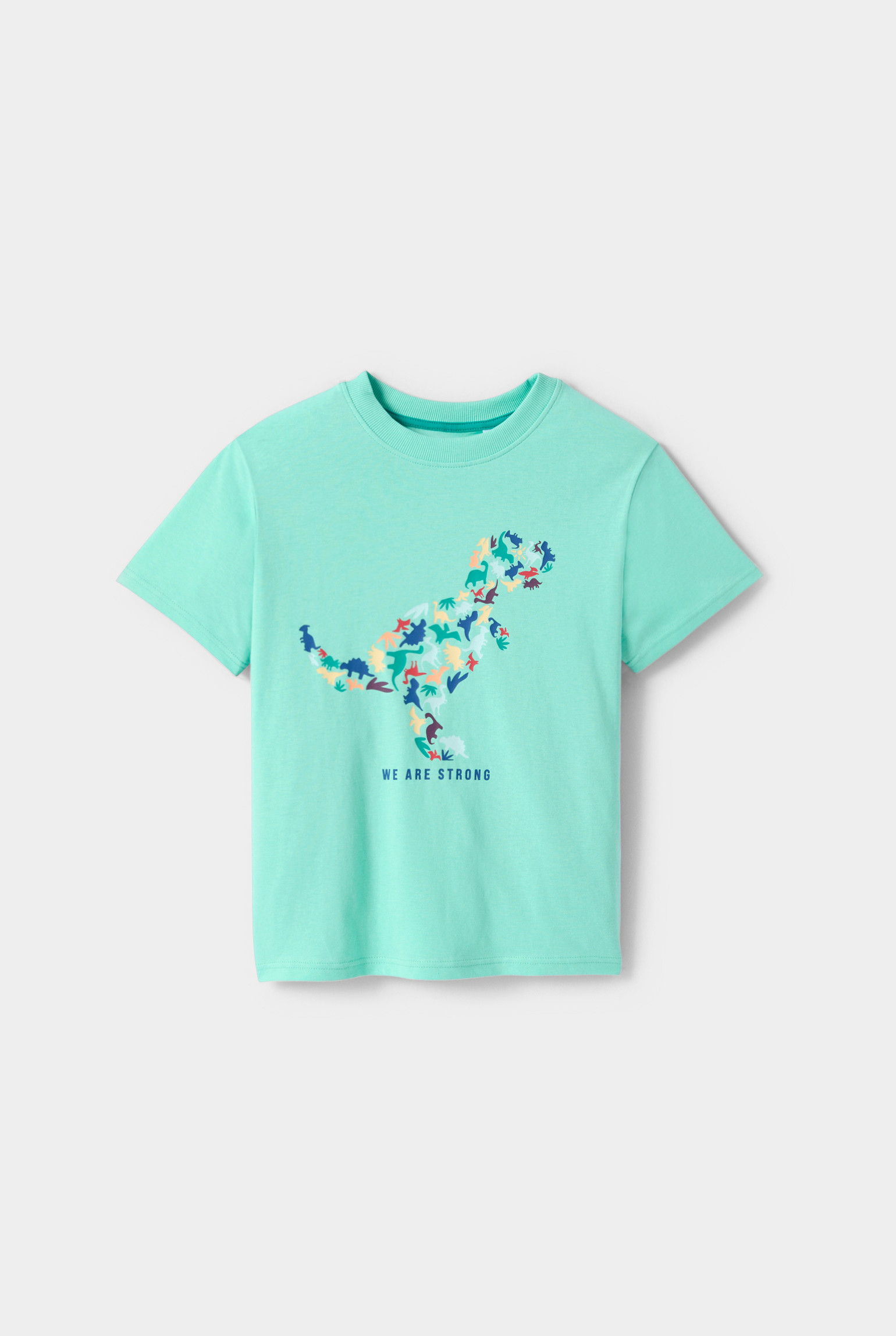 T-shirt dinosaures blanc garçon - Vert prairie