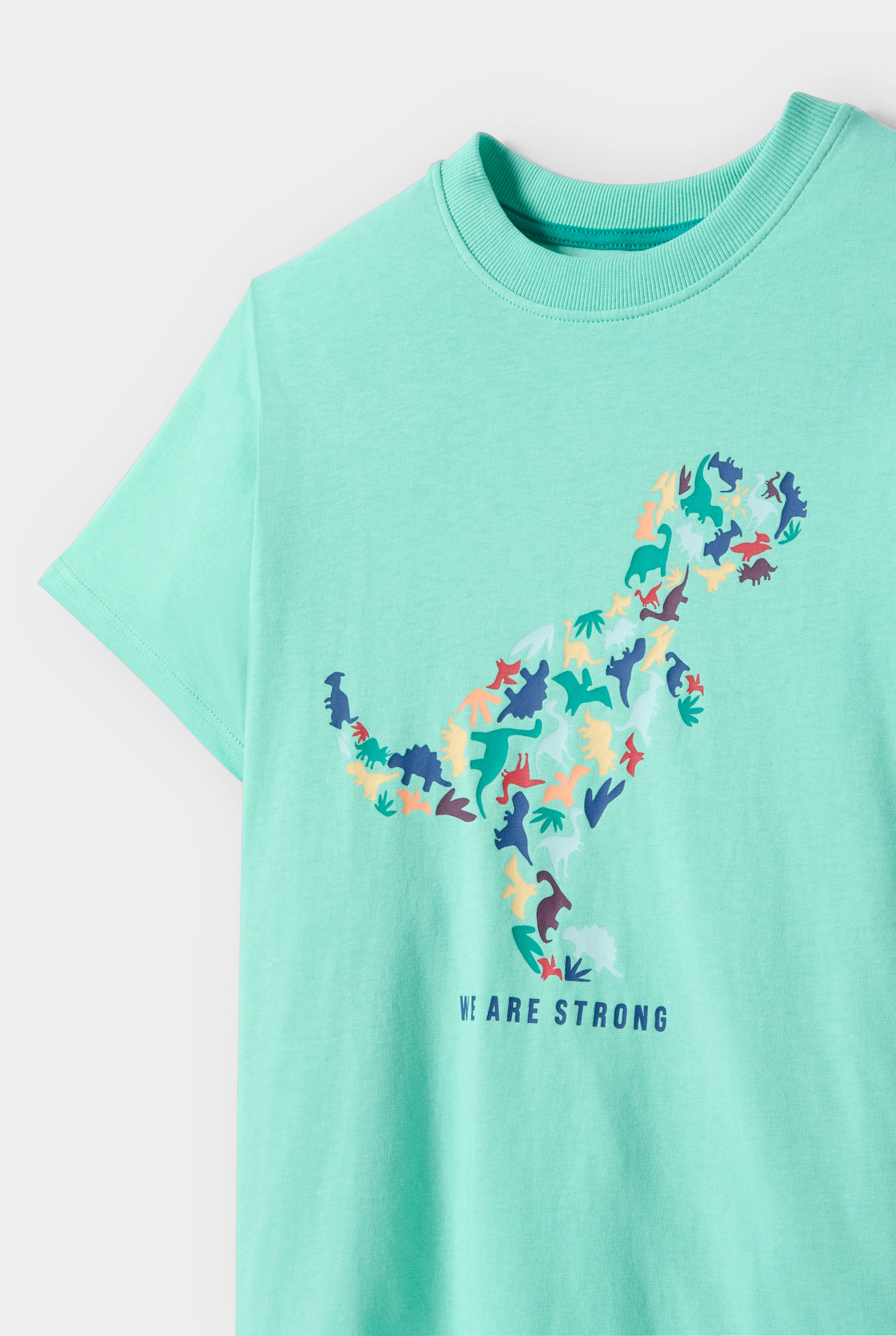 T-shirt dinosaures blanc garçon - Vert prairie