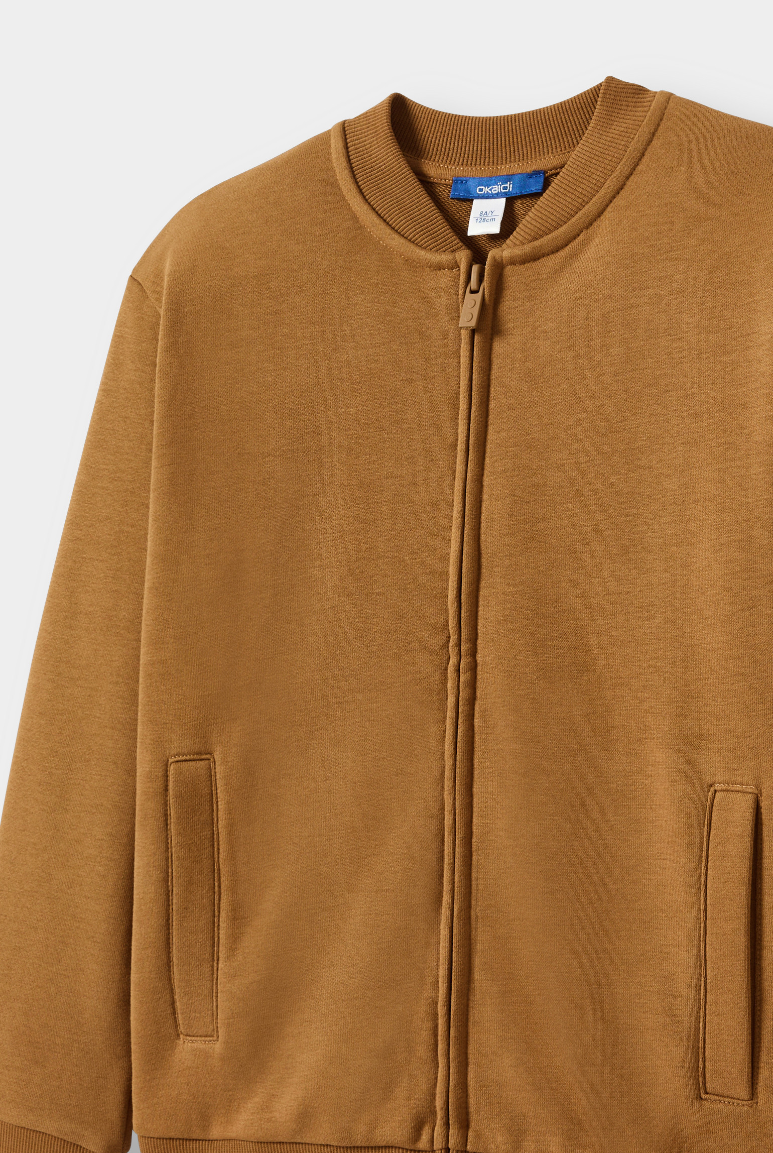 Sweat-shirt teddy en molleton uni bleu Garçon - Camel