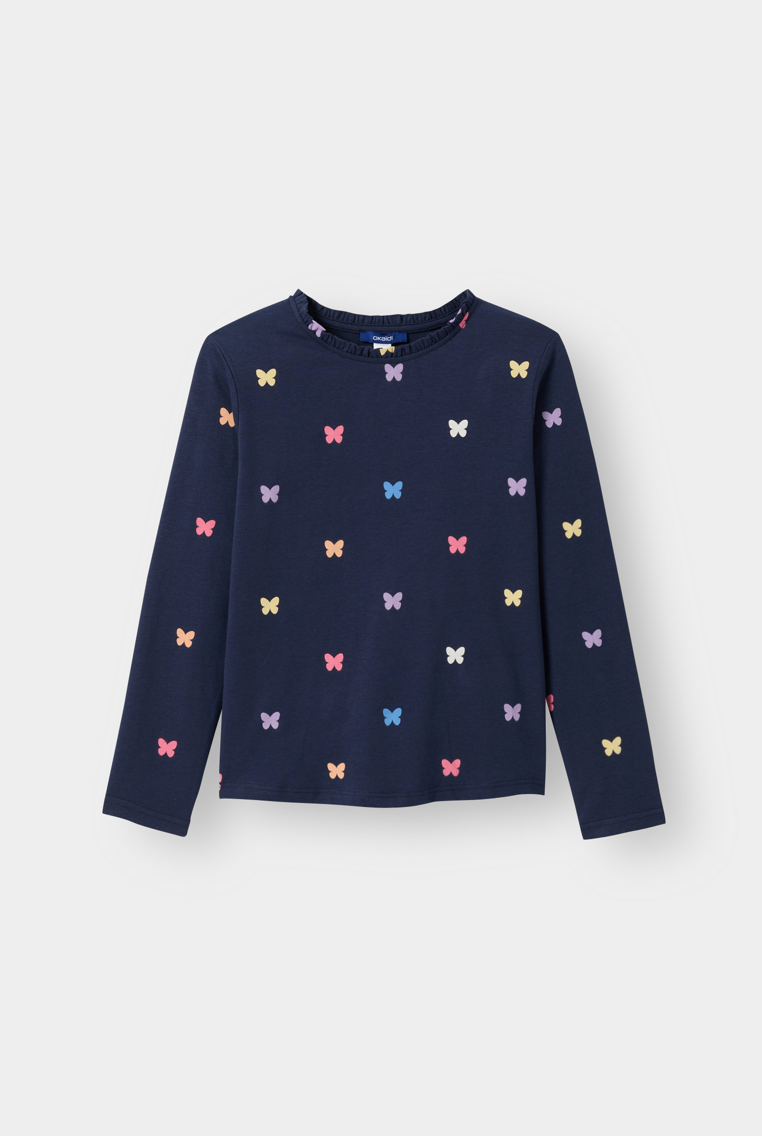Tee-shirt bleu motif papillon fille - Imprimé bleu