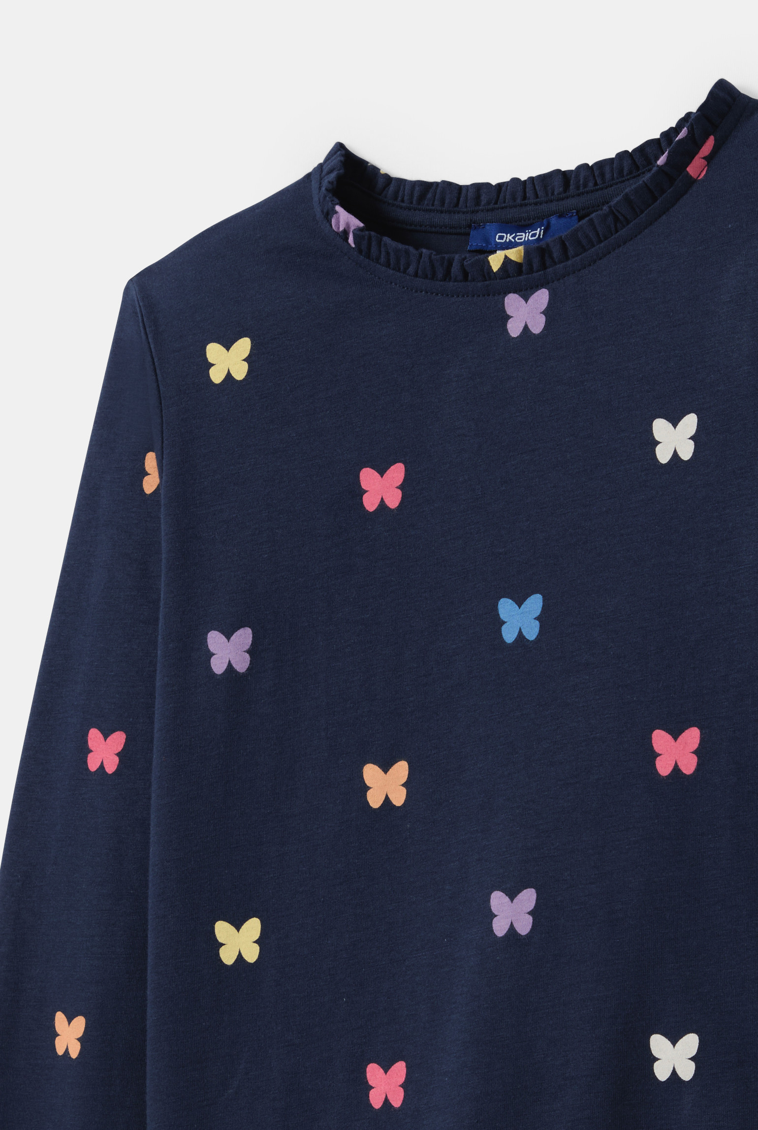 Tee-shirt bleu motif papillon fille - Imprimé bleu