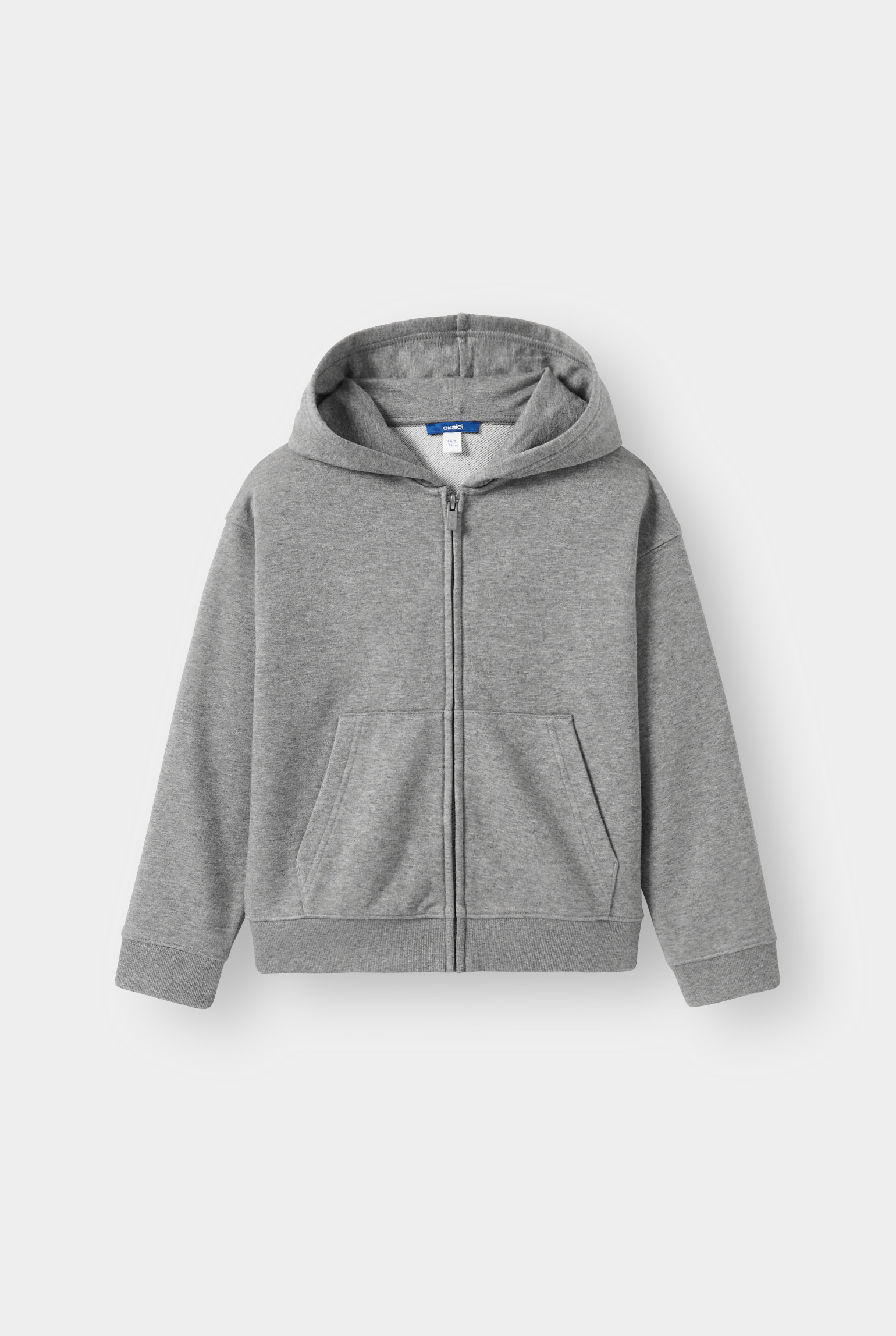 Sweat zippé à capuche vert - Gris chiné moyen