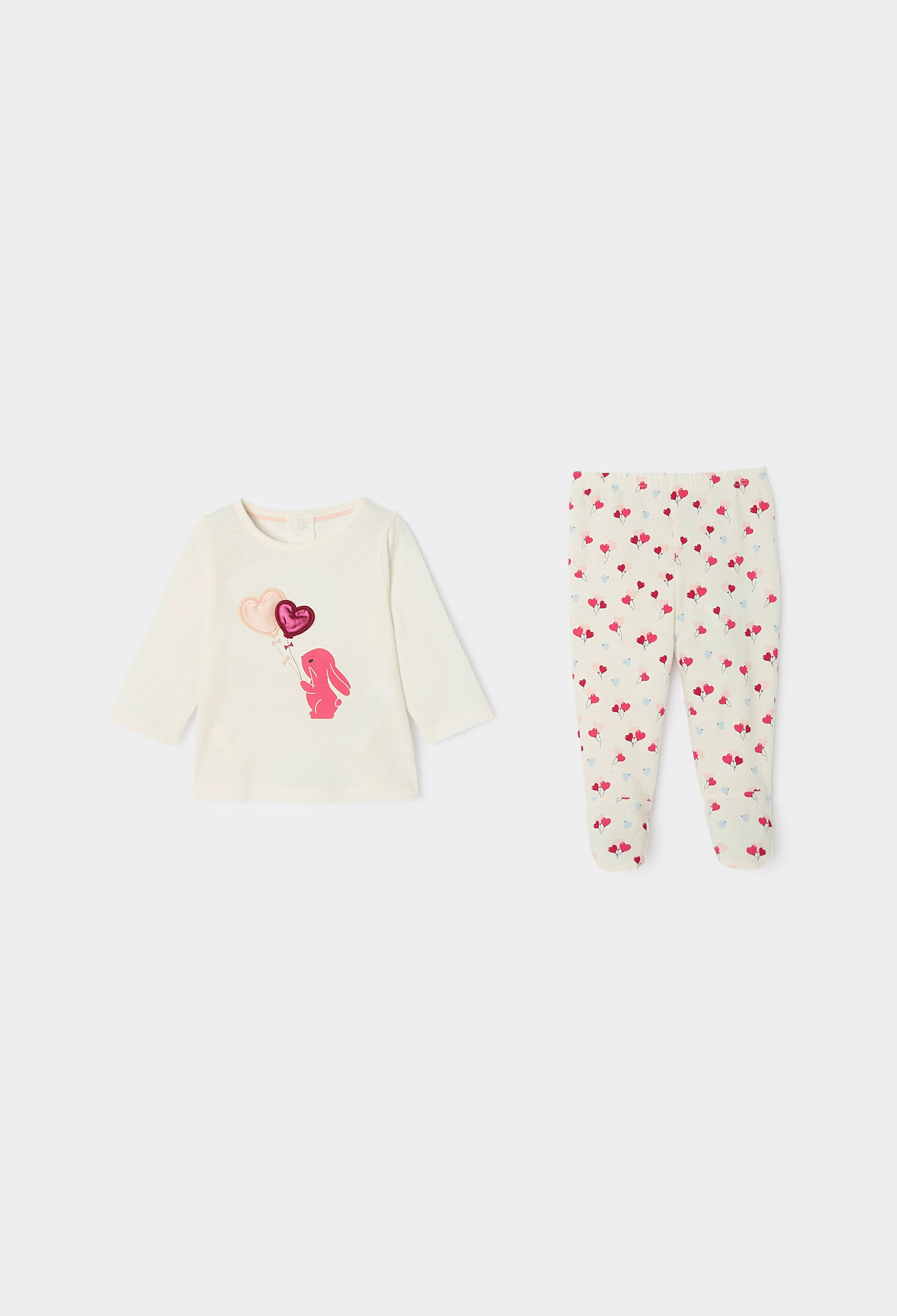 Pyjama fantaisie coeurs rose bébé fille - Rose saumon