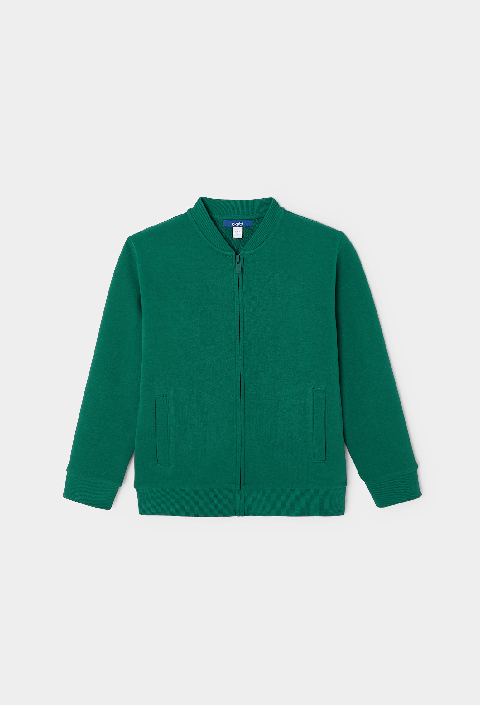 Sweat-shirt teddy en molleton uni bleu Garçon - Vert pin