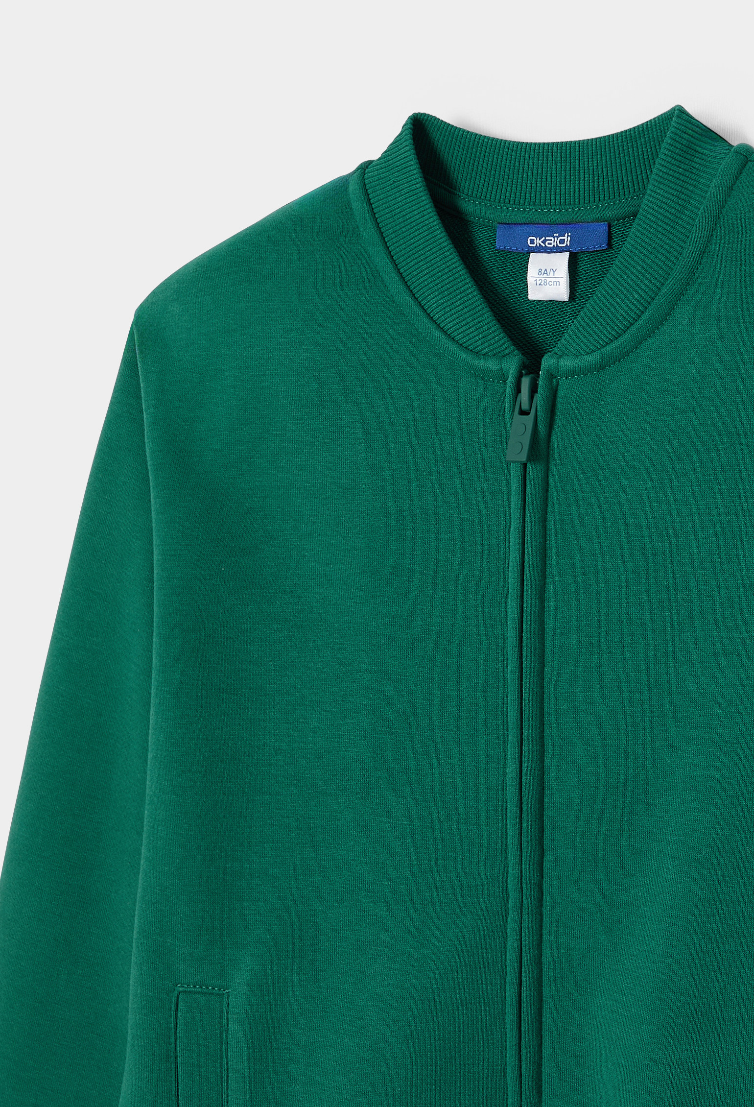 Sweat-shirt teddy en molleton uni bleu Garçon - Vert pin