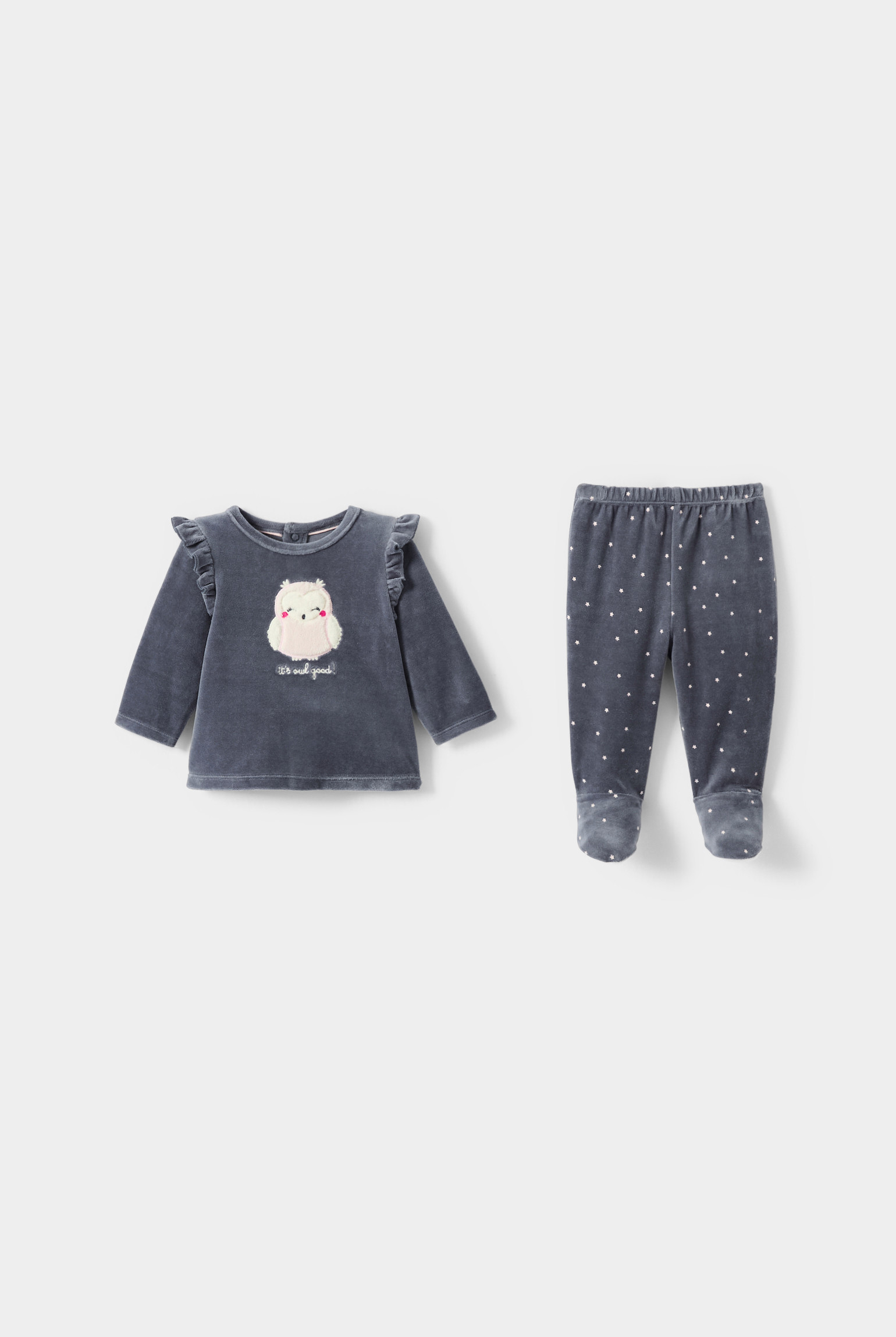 Ensemble de pyjama 2 pièces velours gris fille - Bleu