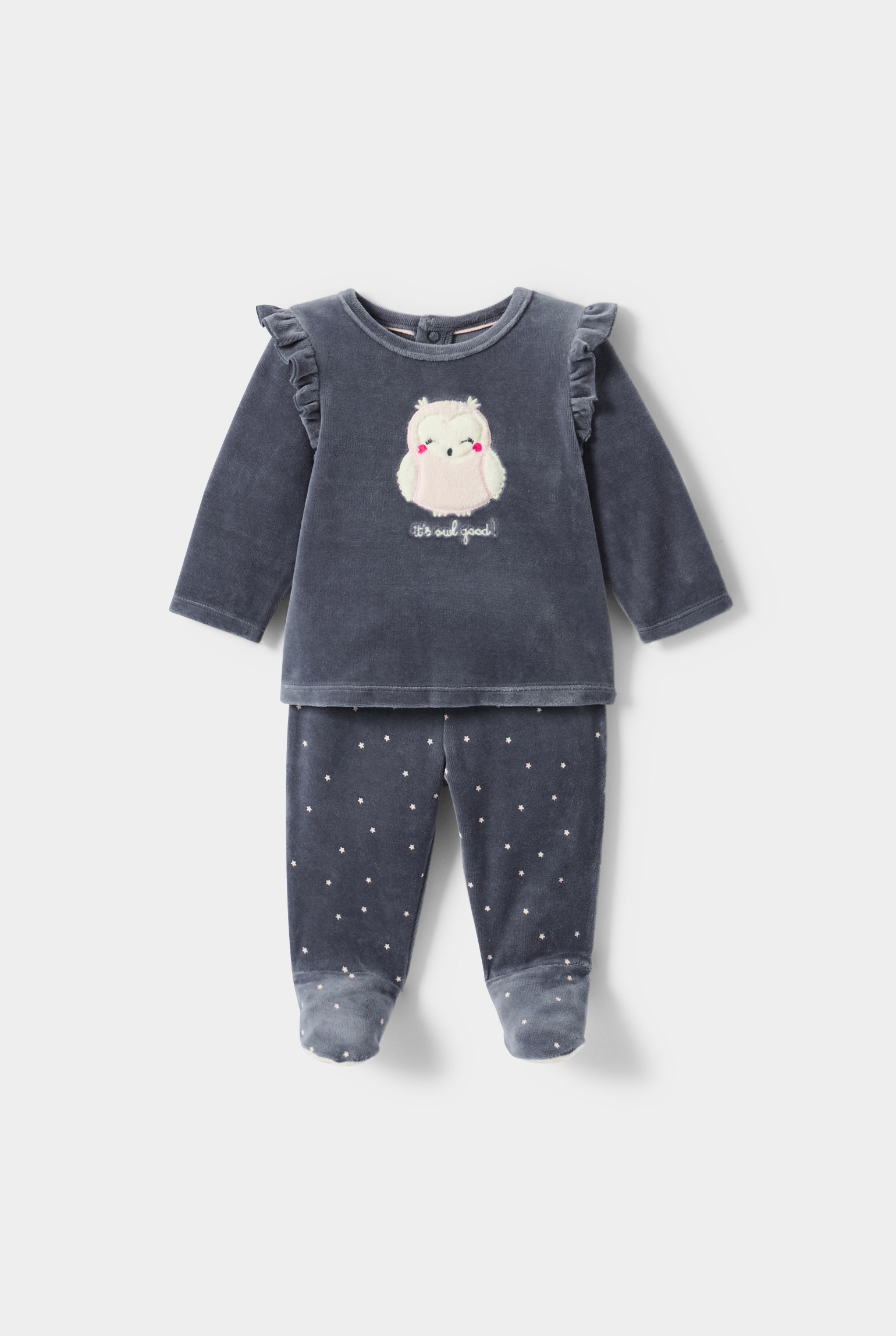 Ensemble de pyjama 2 pièces velours gris fille - Bleu