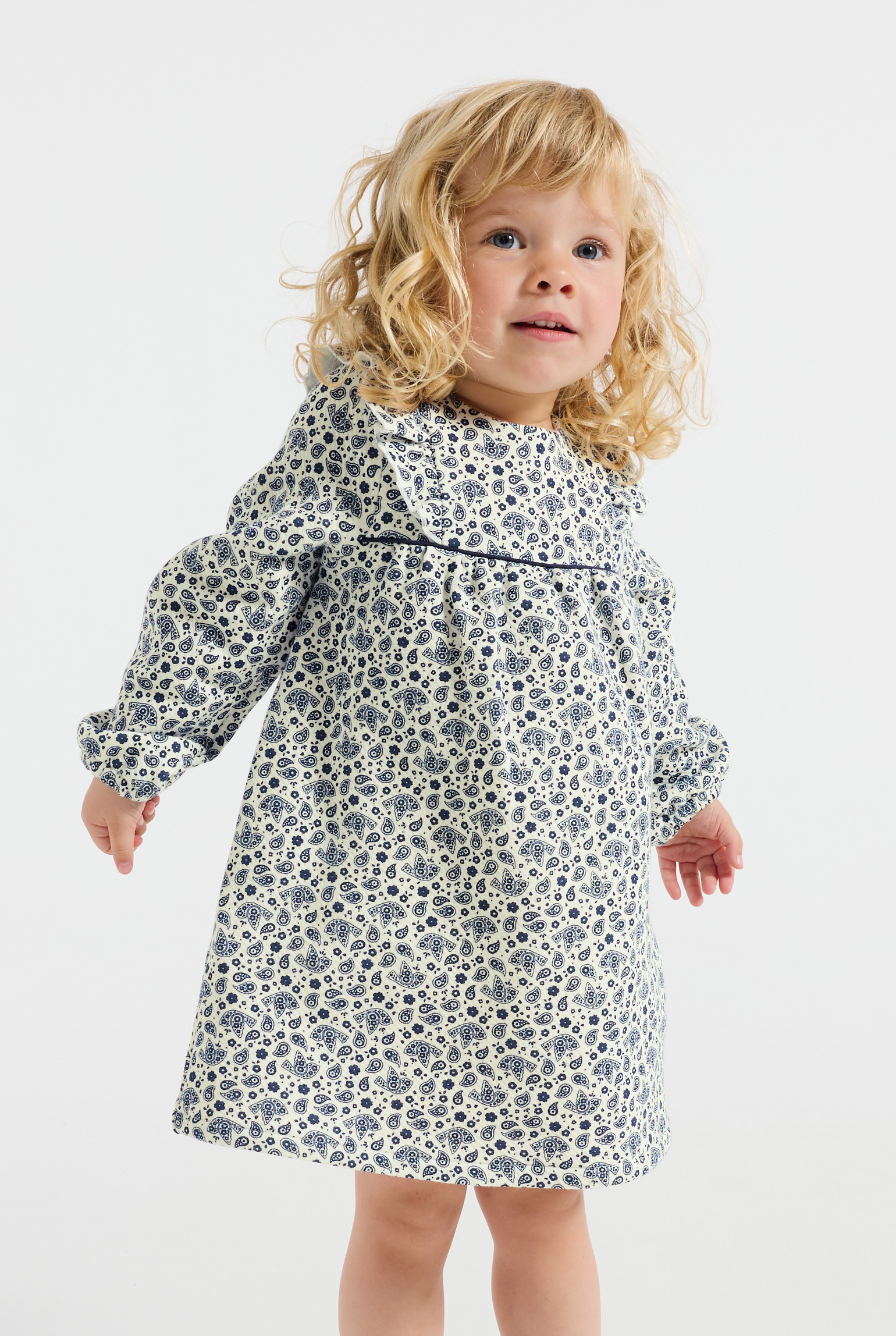 Robe imprimée bleu bébé fille - Imprimé bleu