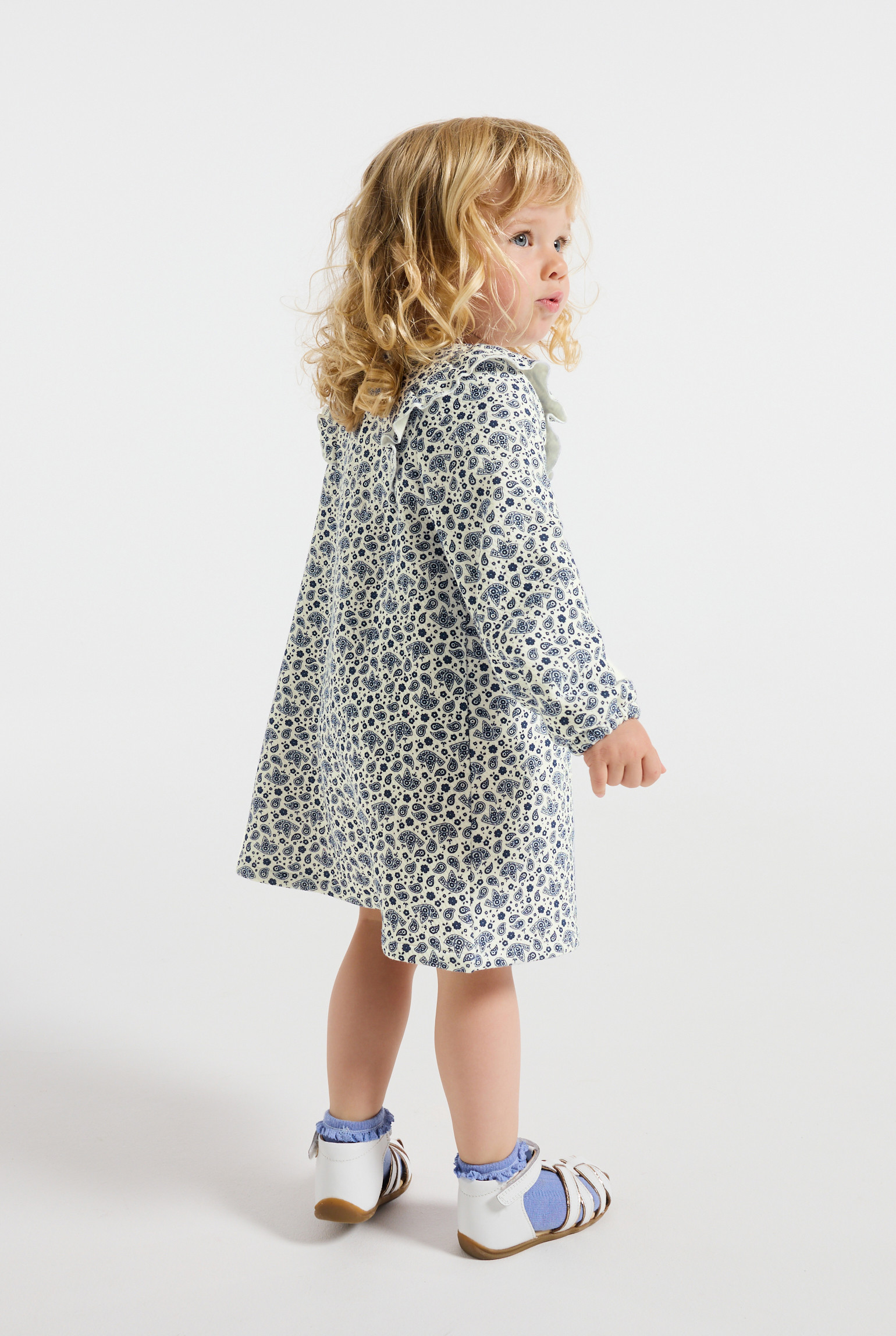 Robe imprimée bleu bébé fille - Imprimé bleu
