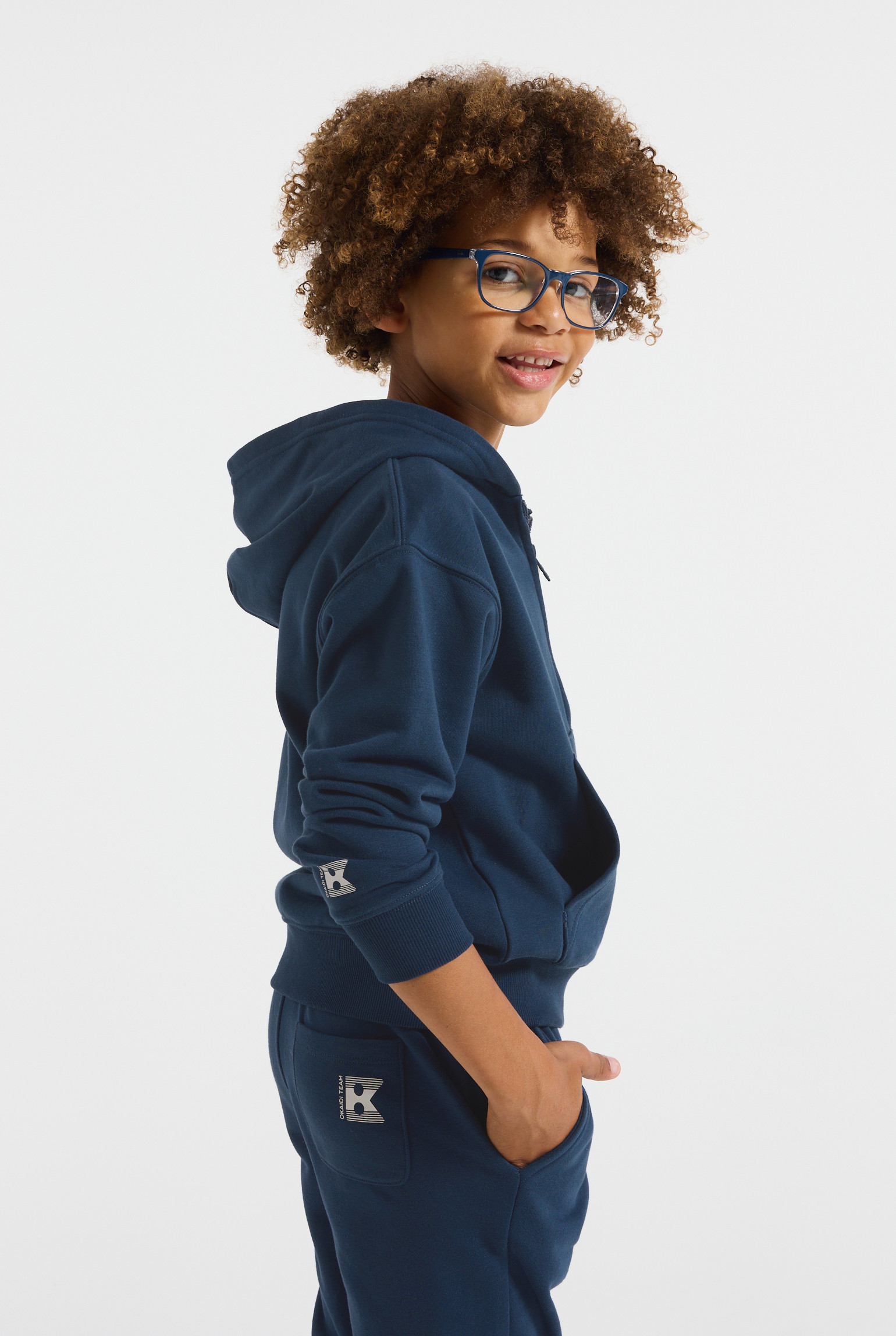 Sweat zippé à capuche vert - Bleu Cobalt