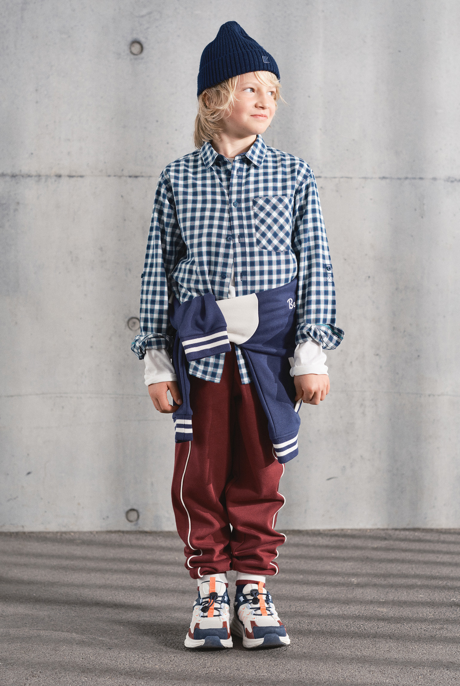 Jogging maille fantaisie bordeaux garçon - Prune
