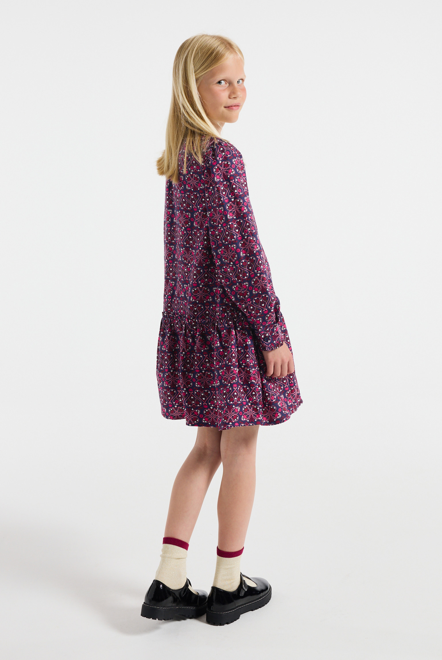 Robe imprimée bleue fille - Imprimé bleu