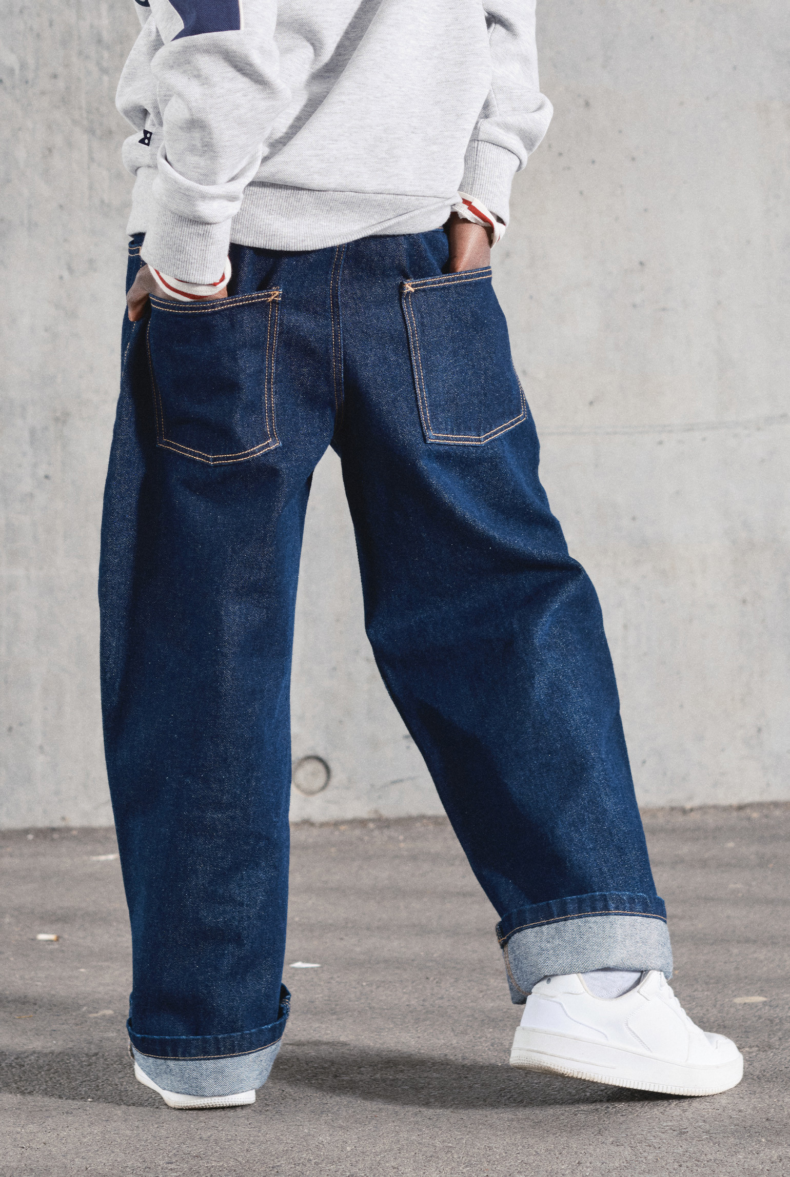 Jean coupe balloon bleu foncé garçon - rinse