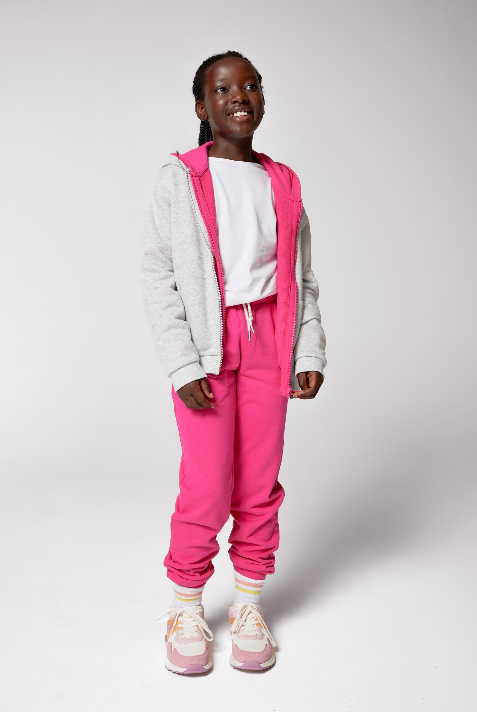 Sweat-shirt rose à capuche Fille - Rose feu
