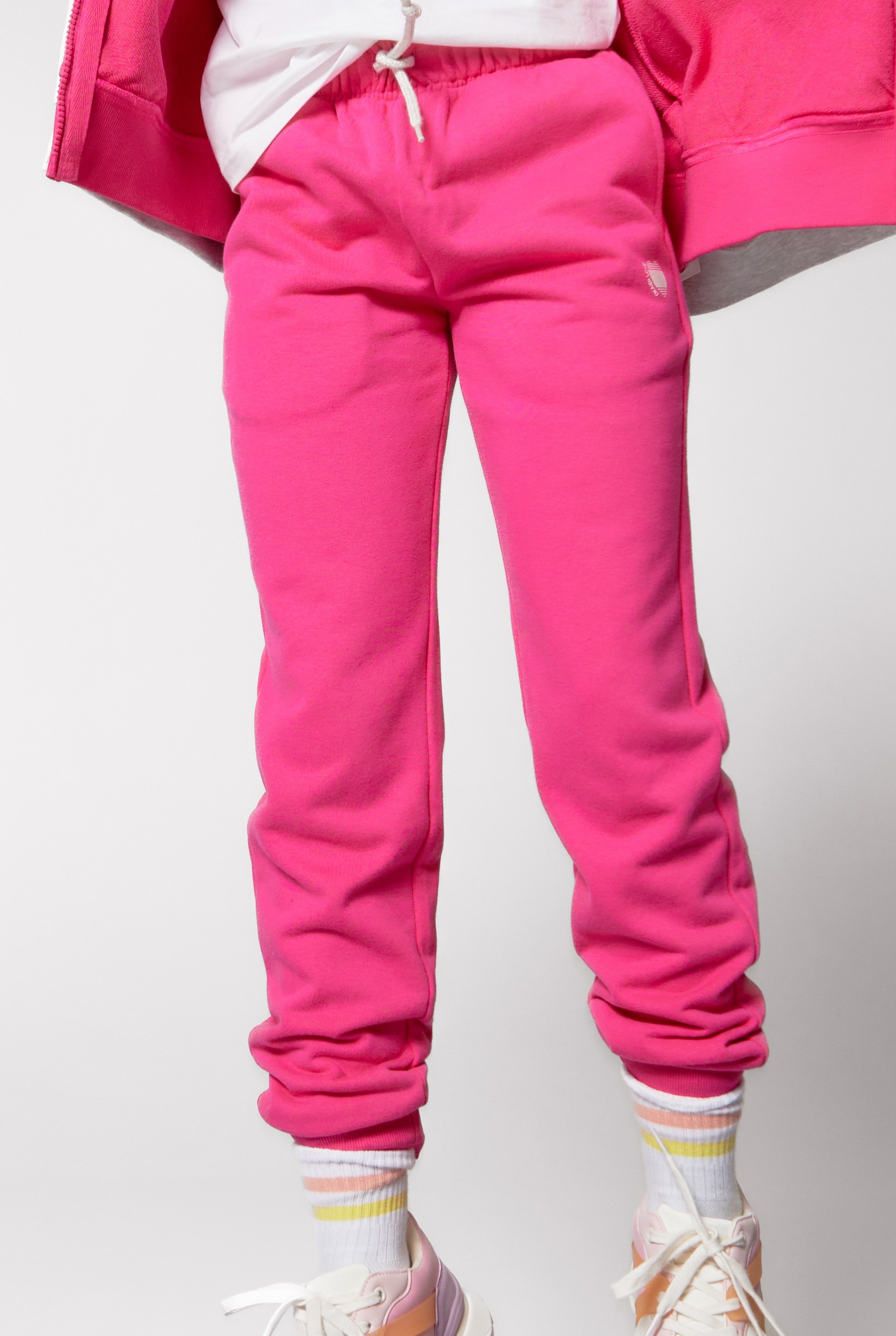 Jogging rose en molleton Fille - Rose feu