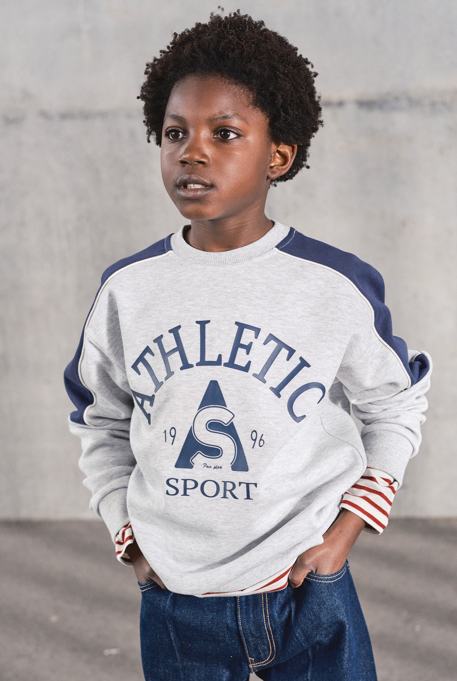 Sweat gris "Athletic" garçon - Gris Raton