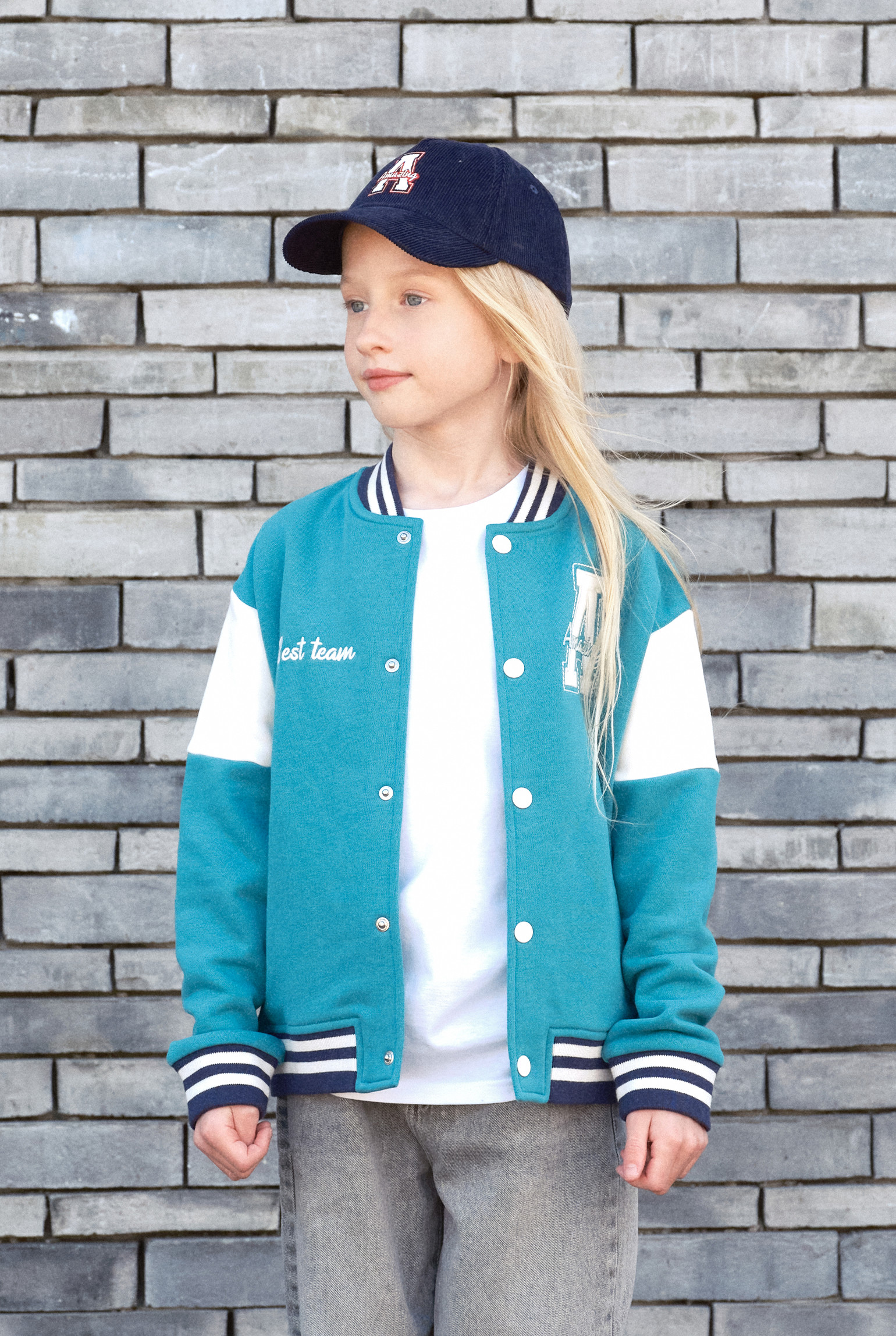 Blouson teddy molleton vert fille - Vert Emeraude