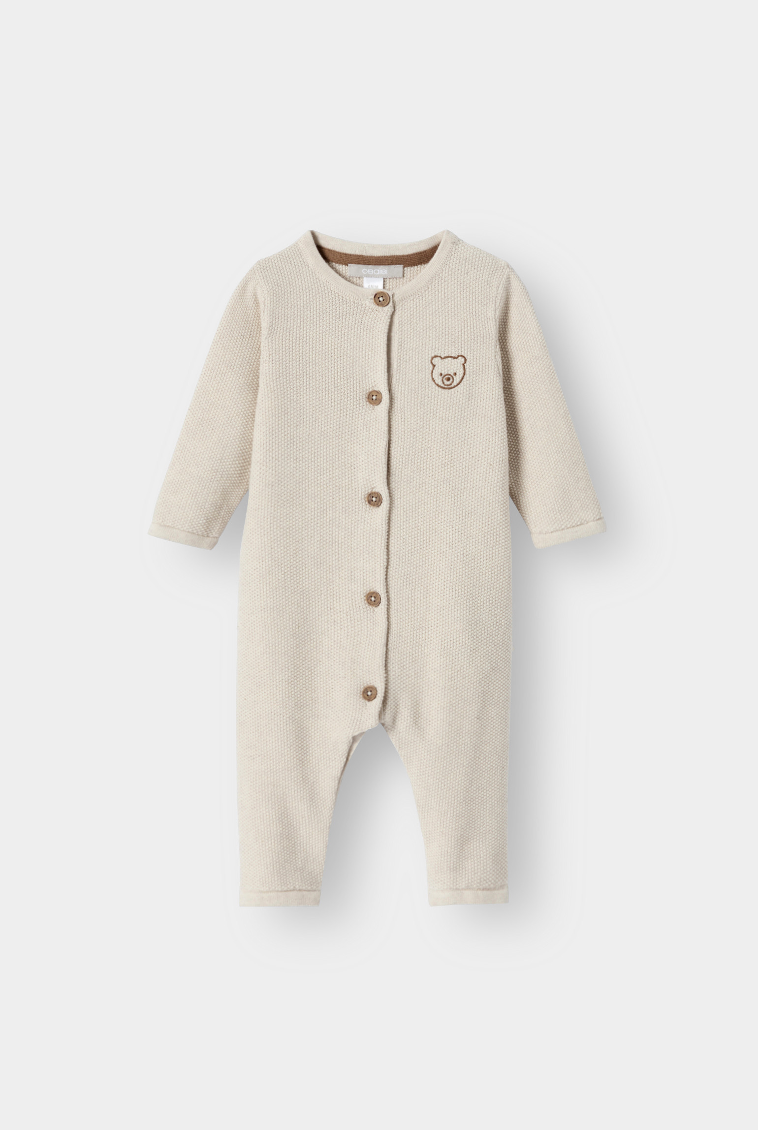 Combinaison longue tricot beige mixte naissance - Ficelle