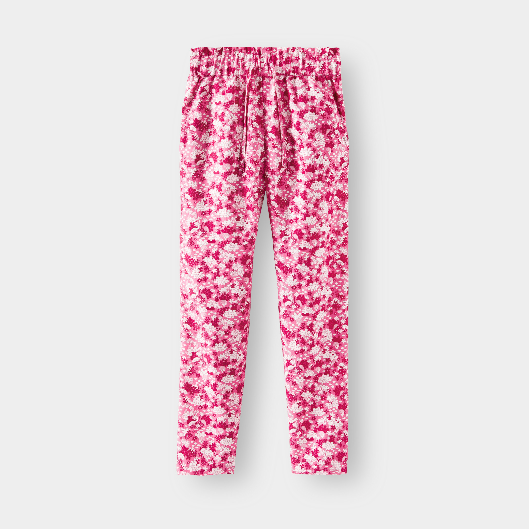 Pantalon fleuri vert fille - Imprimé rose