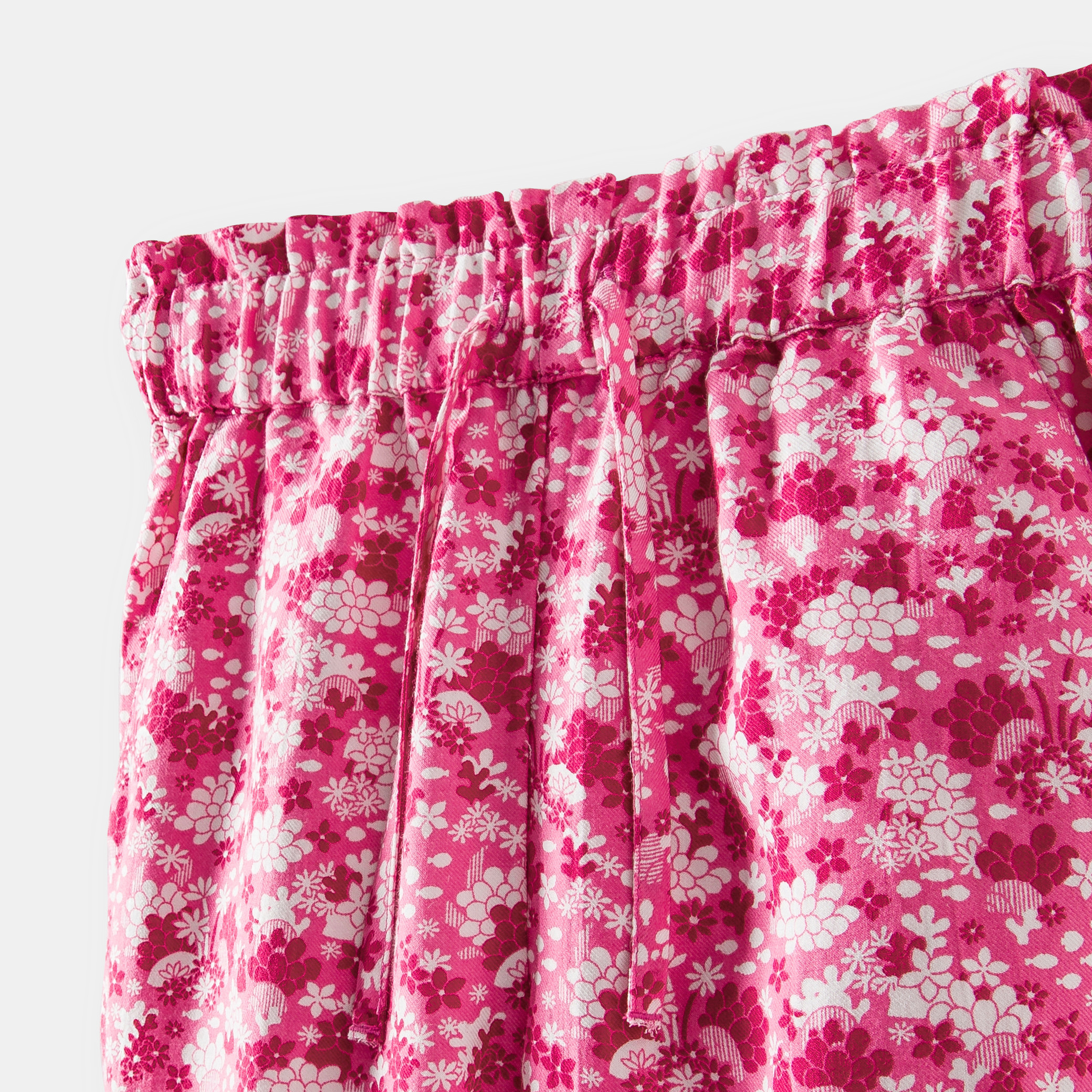 Pantalon fleuri vert fille - Imprimé rose