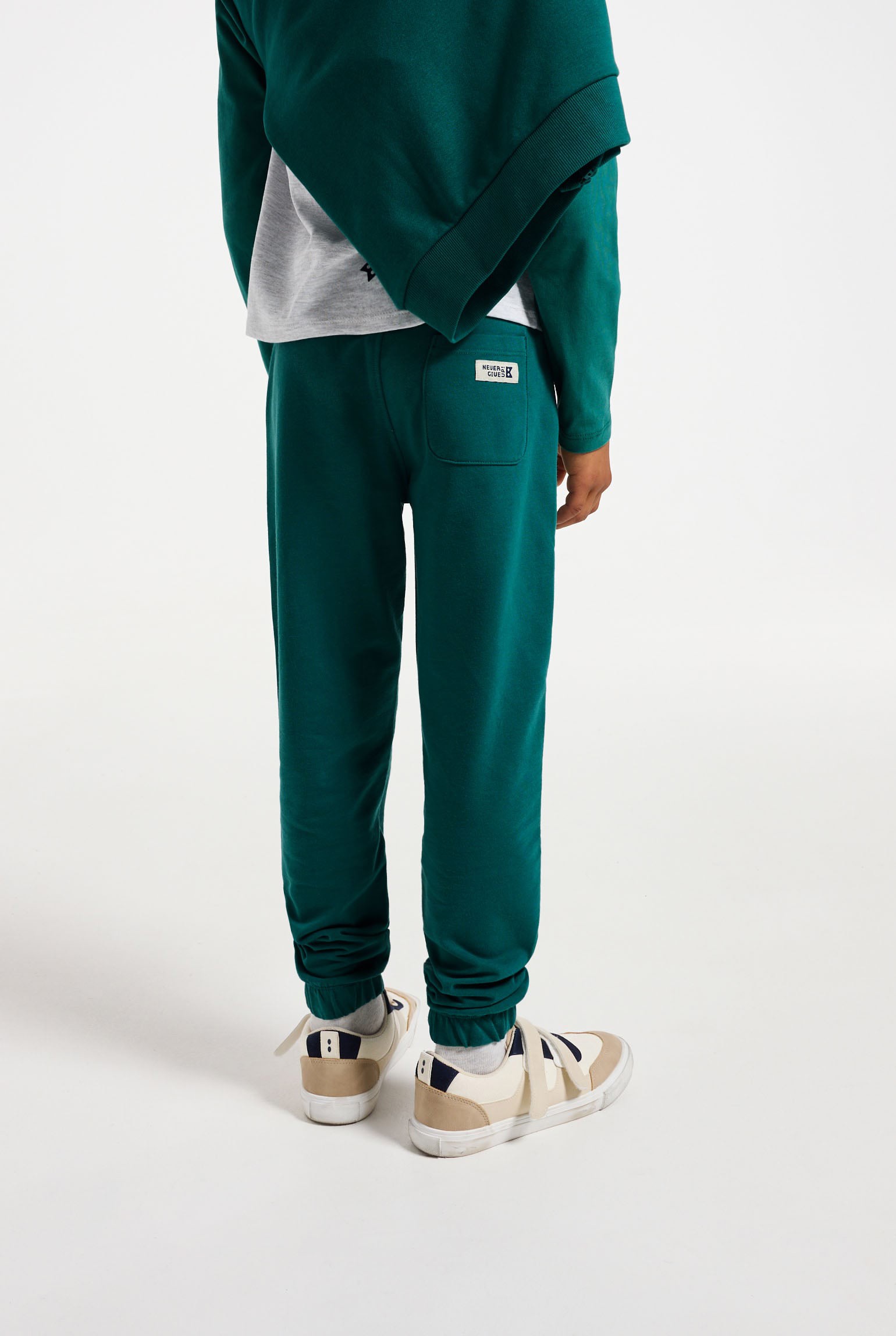 Jogging en molleton uni marron Garçon - Vert pin