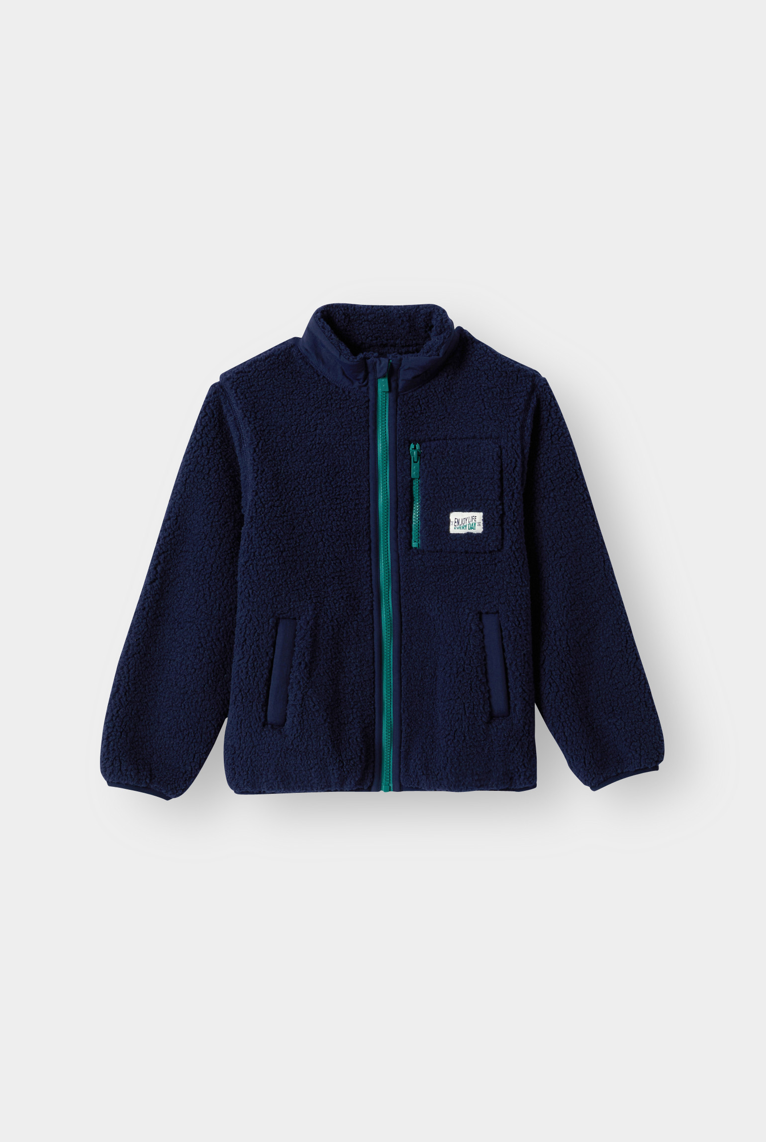 Veste polaire zippée beige garçon - Bleu navy