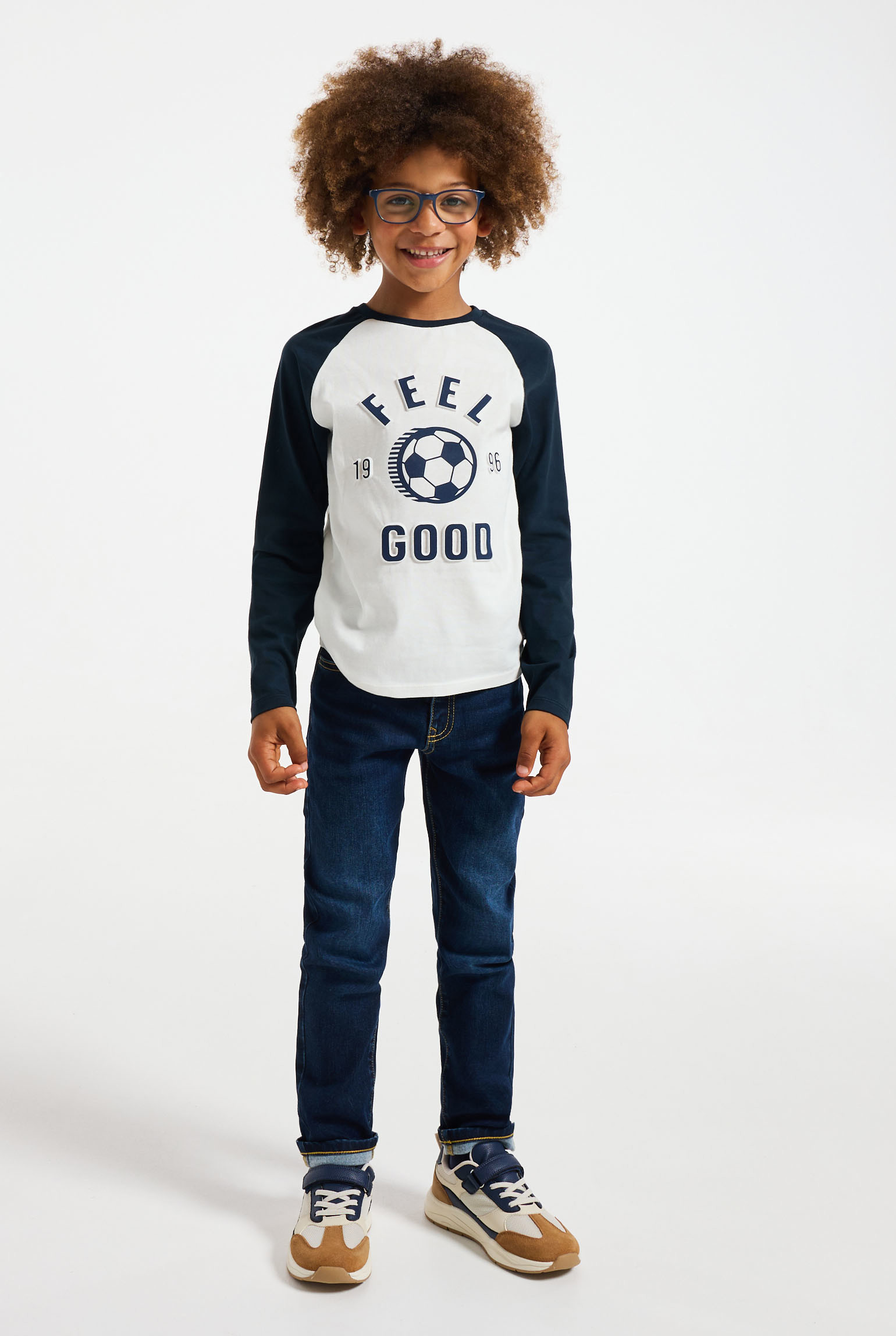T-shirt imprimé blanc garçon - Bleu Agate