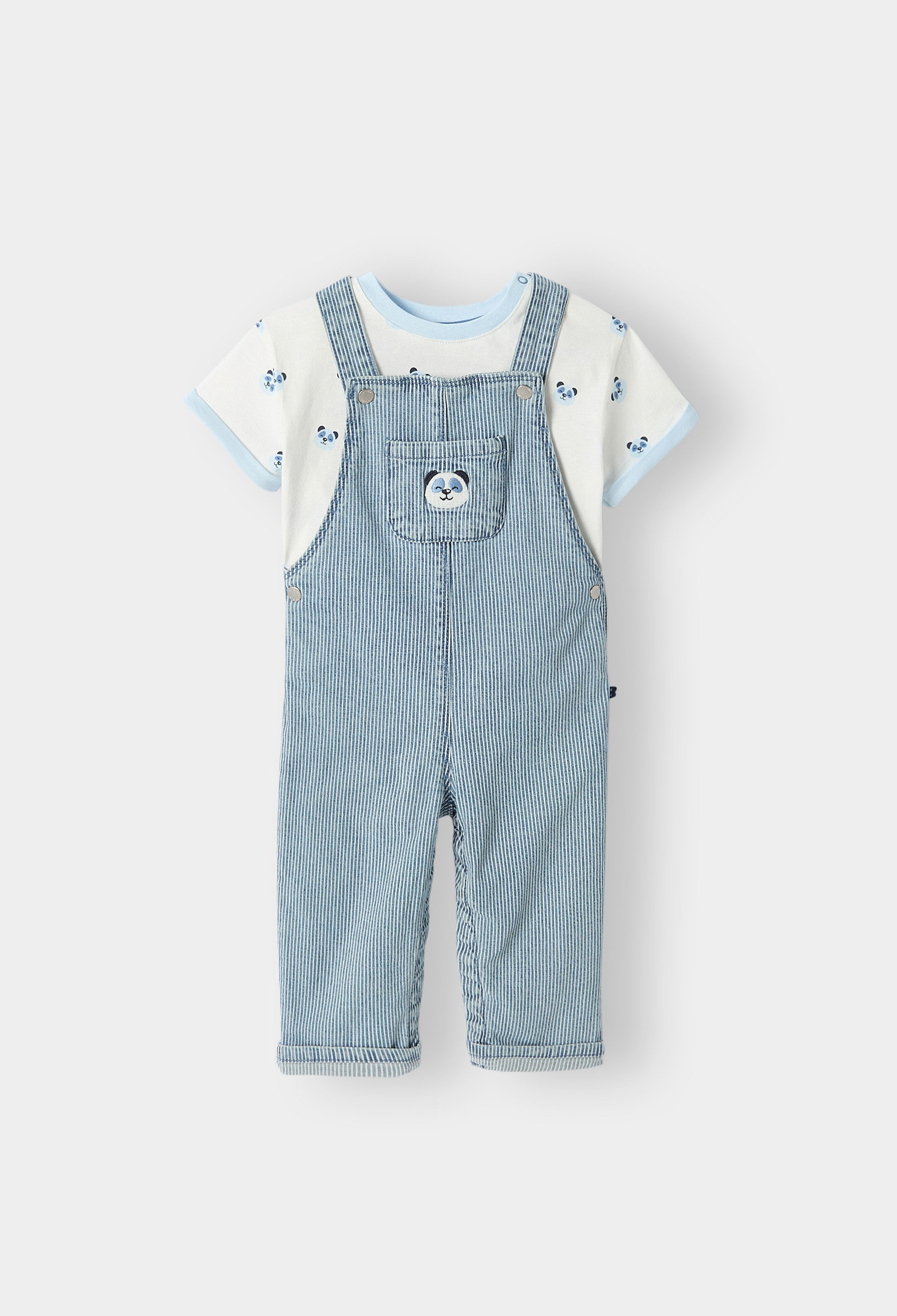 Ensemble salopette rayé bleu bébé garçon - Rayures bleu