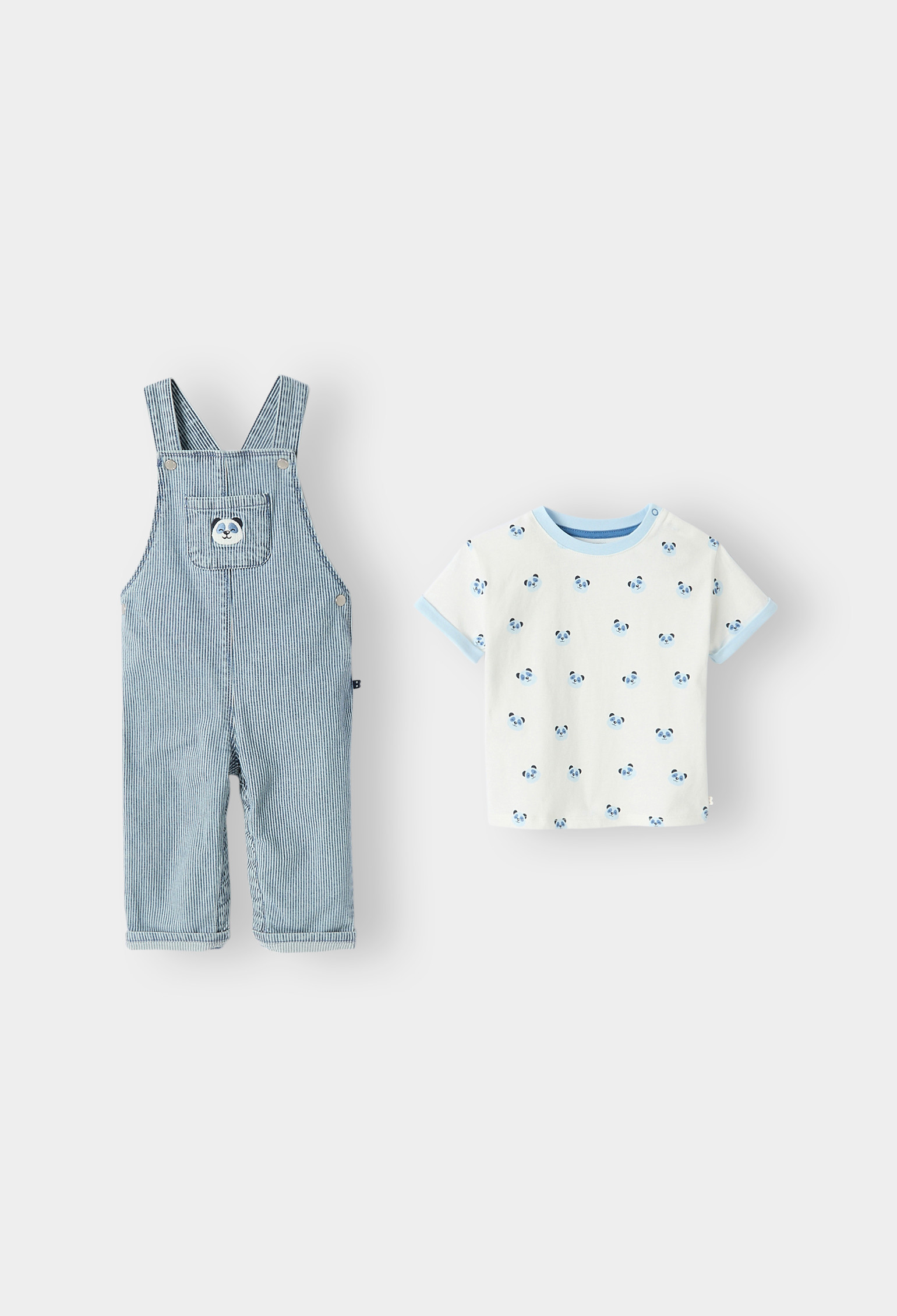 Ensemble salopette rayé bleu bébé garçon - Rayures bleu