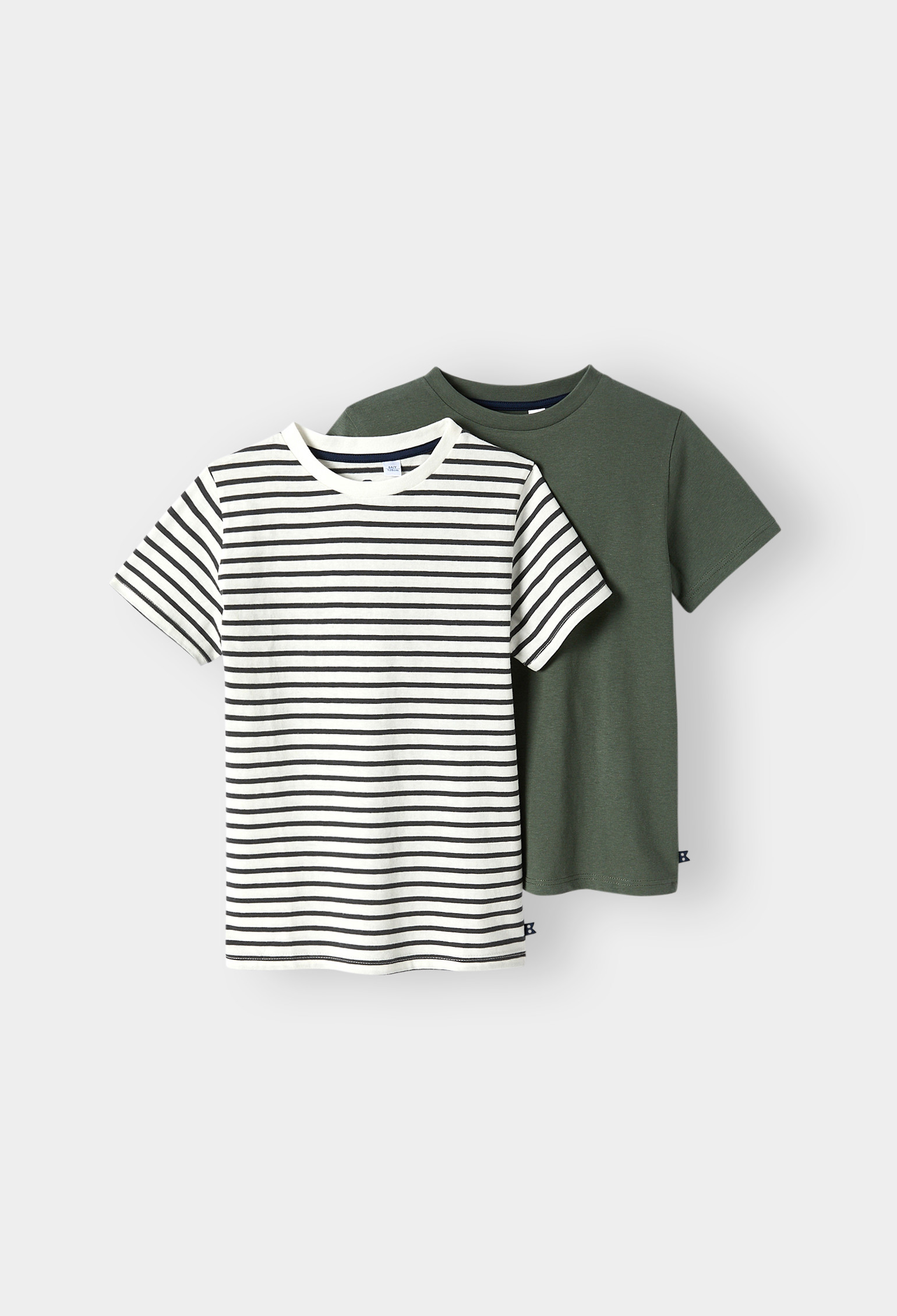 T-shirt rayé et uni bleu garçon (lot de 2) - Rayure gris