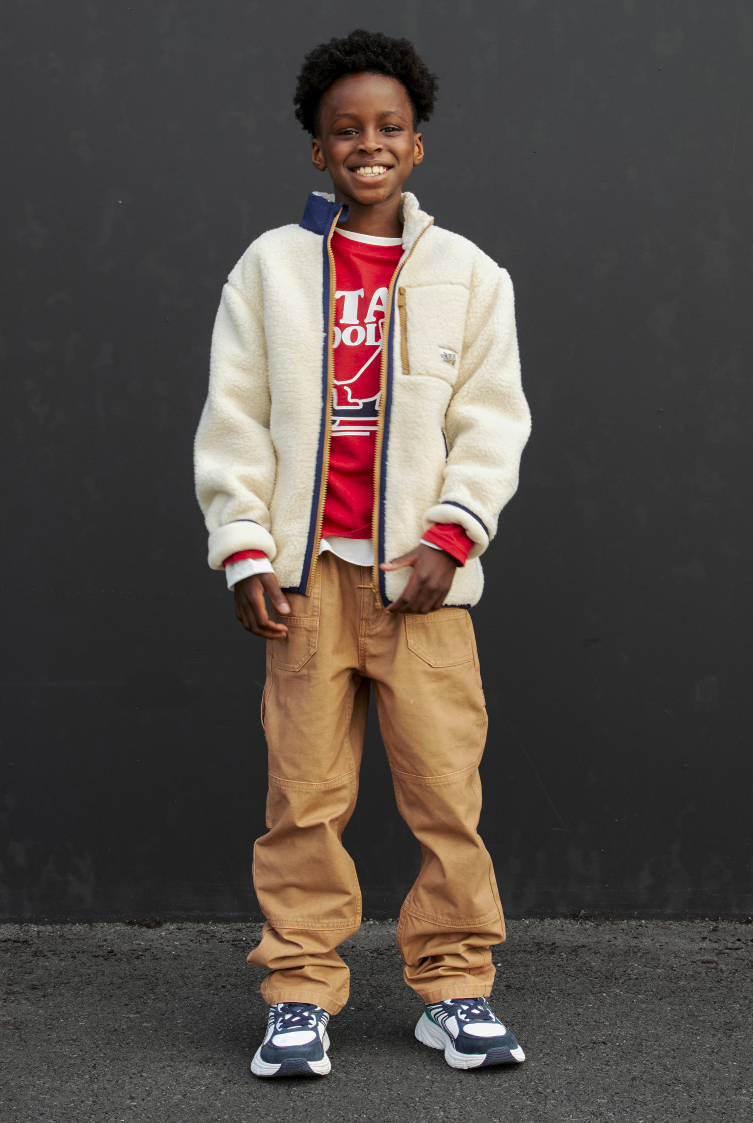 Veste polaire zippée beige garçon - Ecru