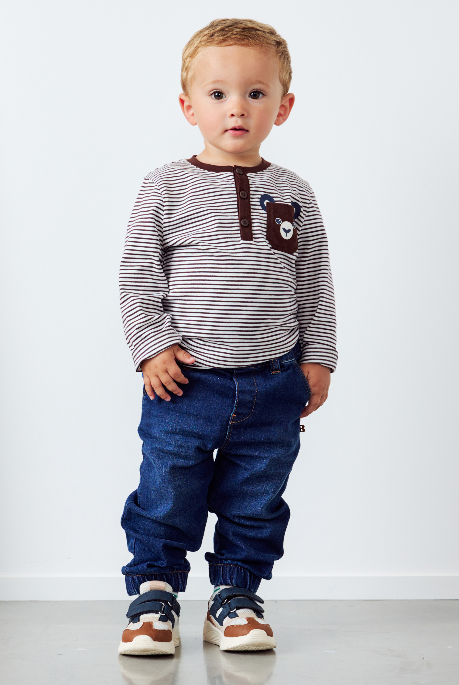 T-shirt à rayure beige bébé garçon - Rayures marron